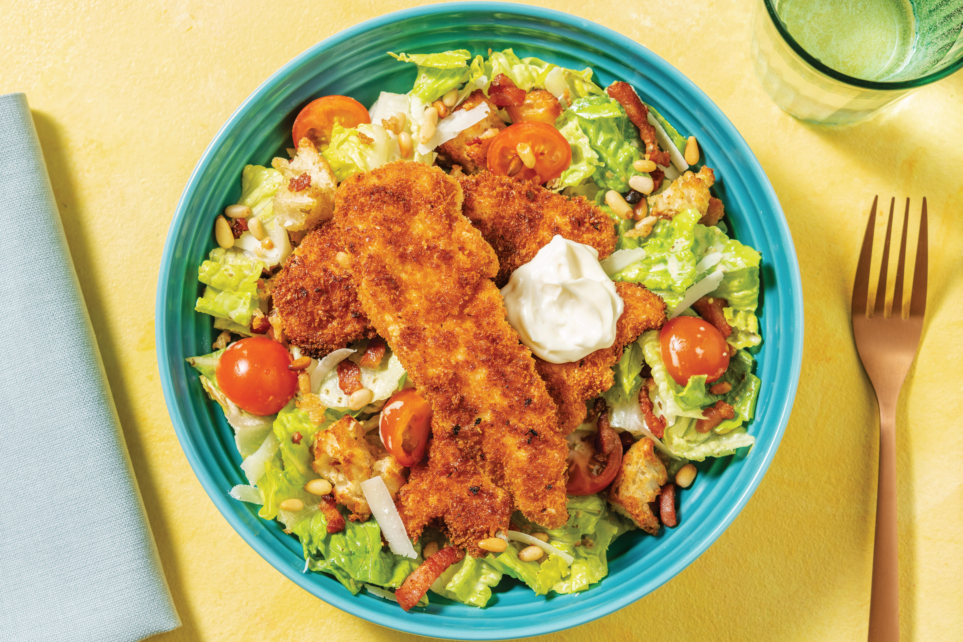 Chicken Caesar Salad with Cherry Tomatoes & Parmesan Croutons