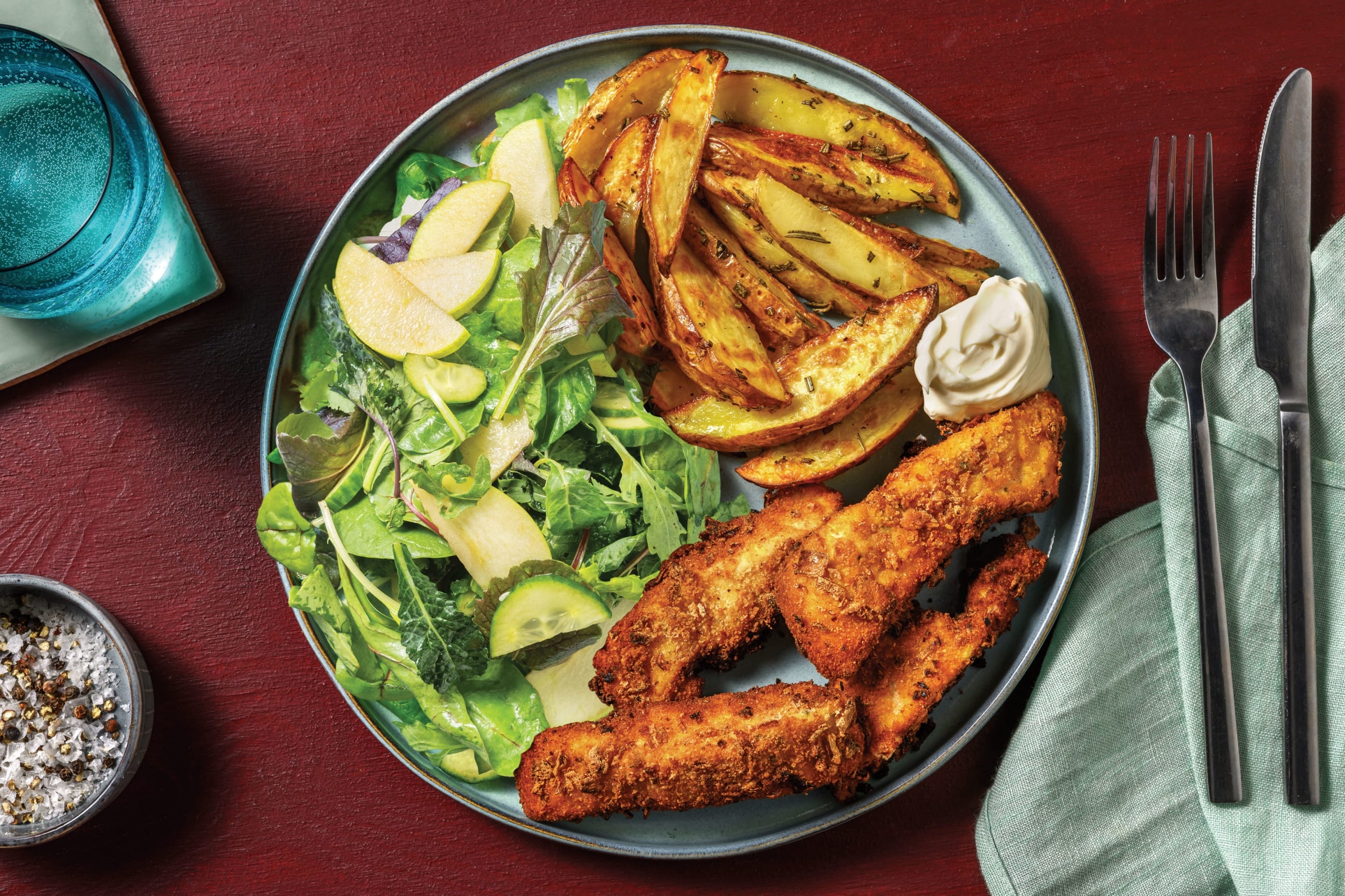 Crumbed Chicken Dippers & Apple Salad