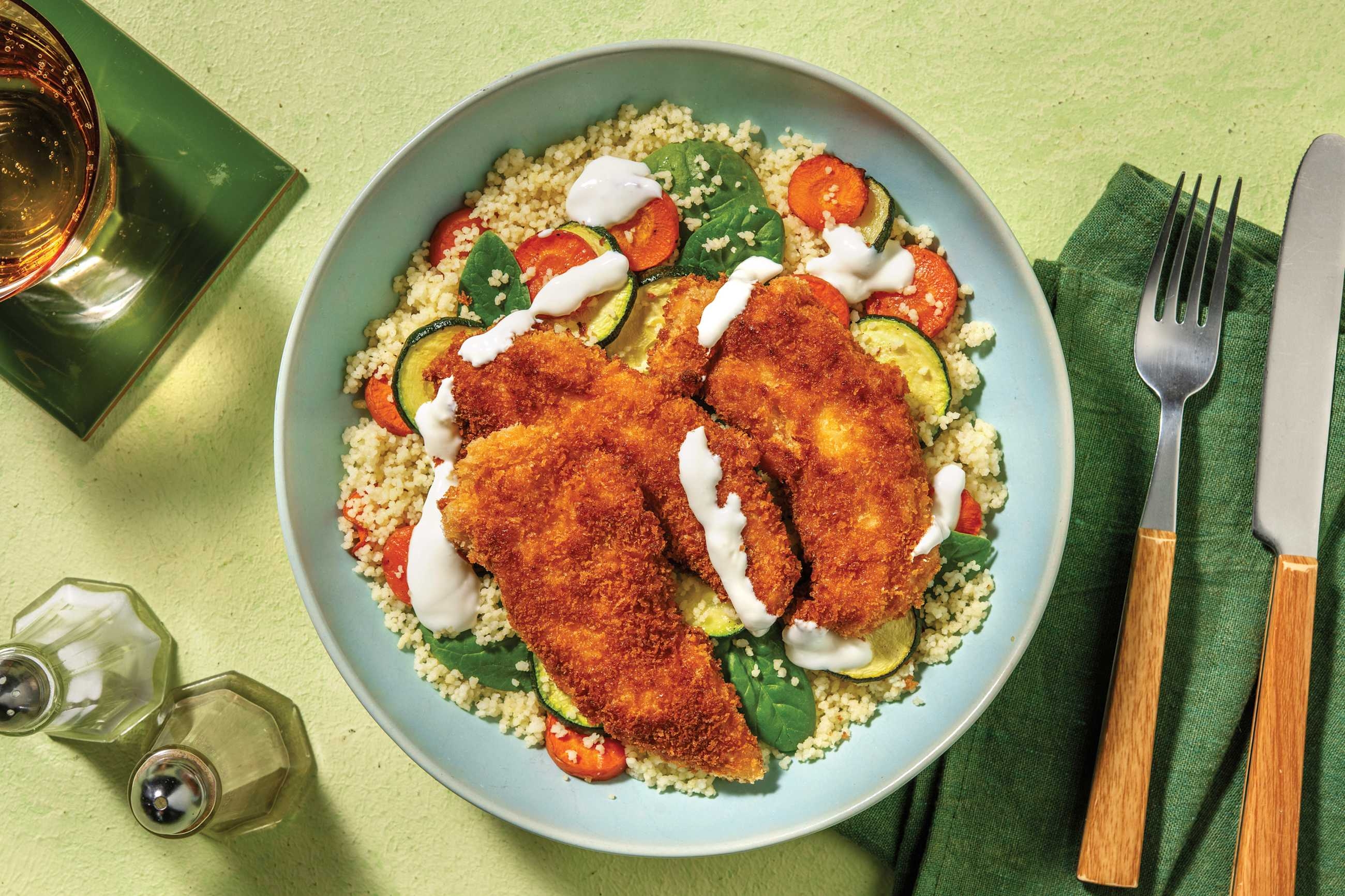 Crumbed Chicken & Garlicky Yoghurt