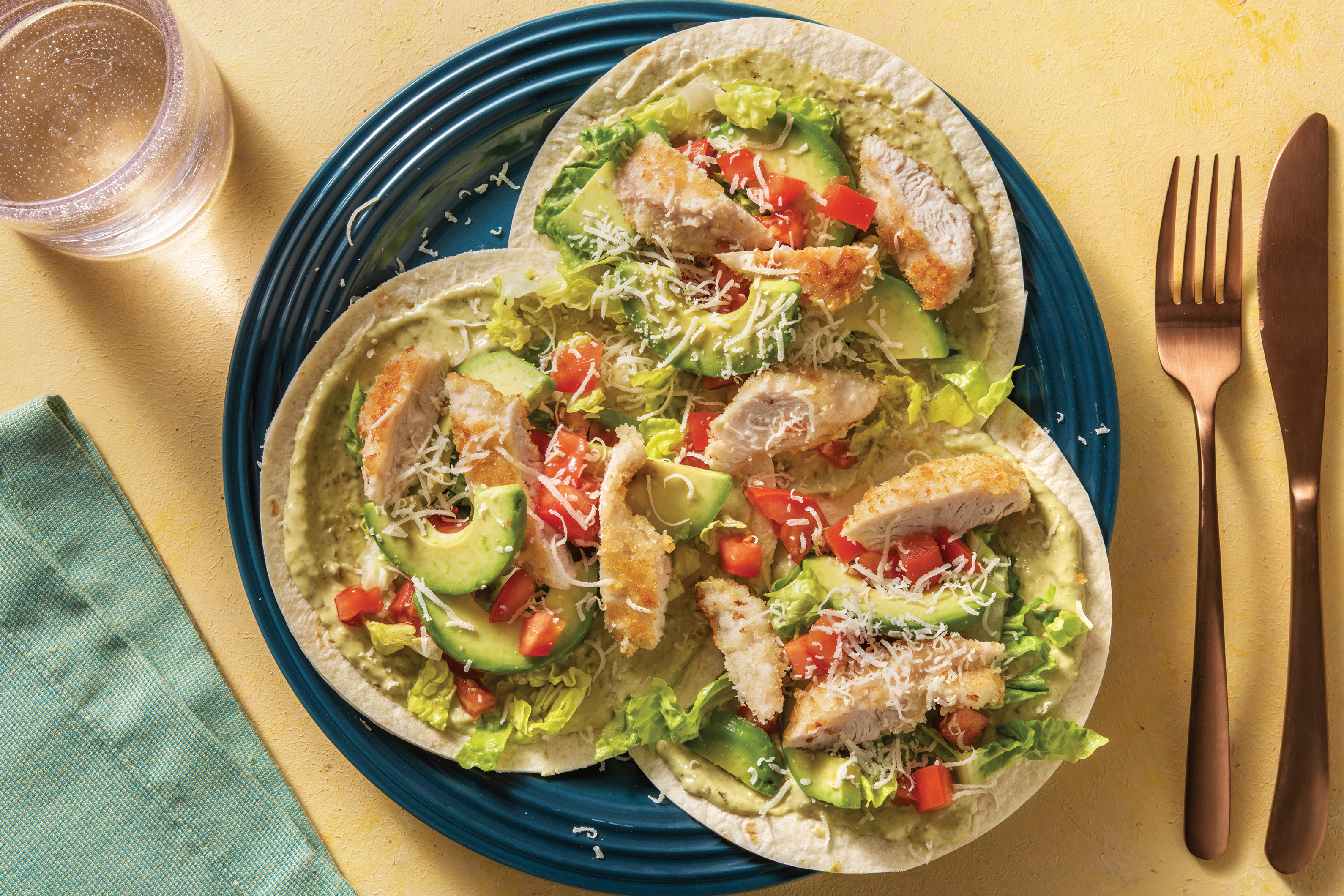 Crumbed Chicken Tacos with Avocado & Parmesan