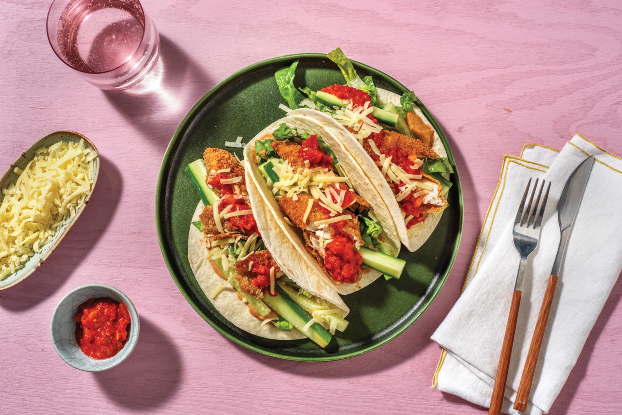 Crumbed Tex-Mex Chicken & Bacon Tacos