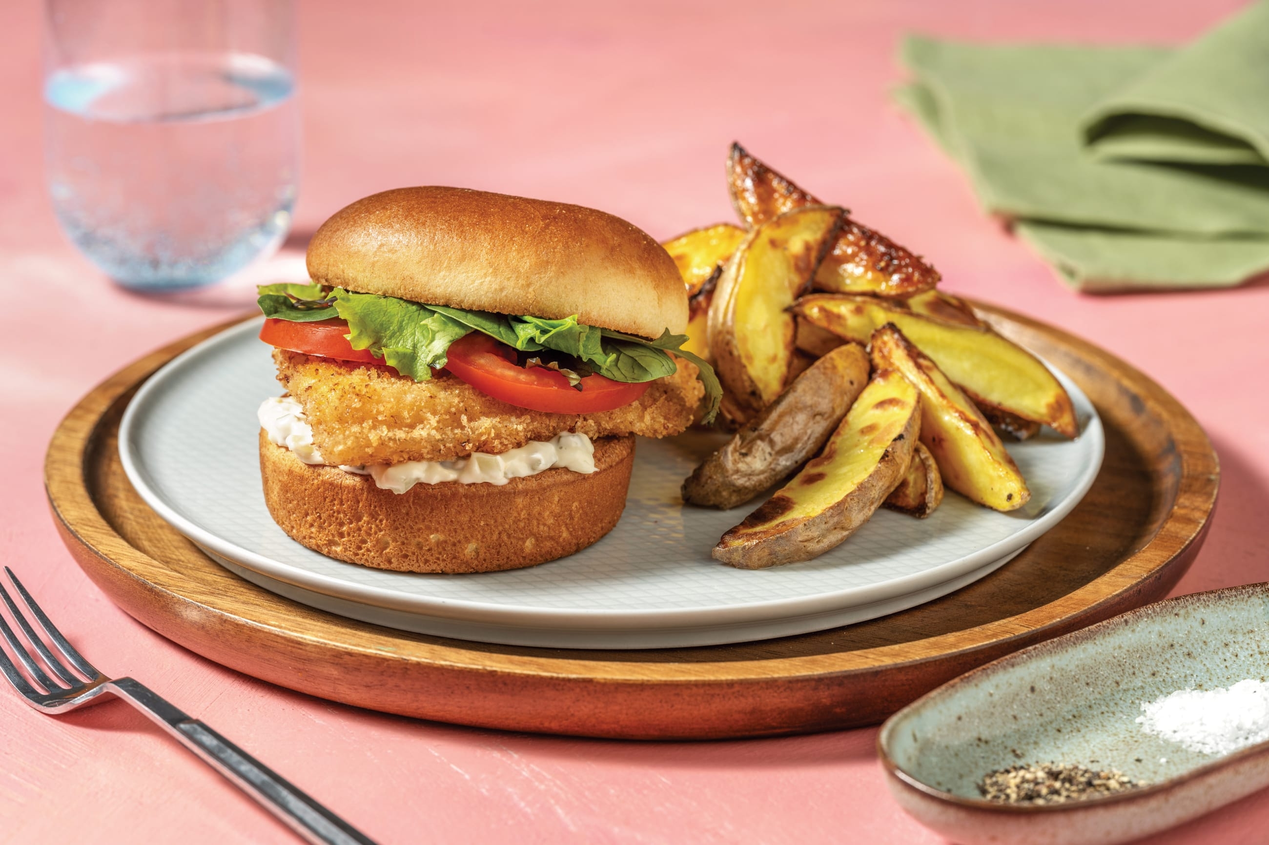 Crumbed Haloumi Burgers & Wedges