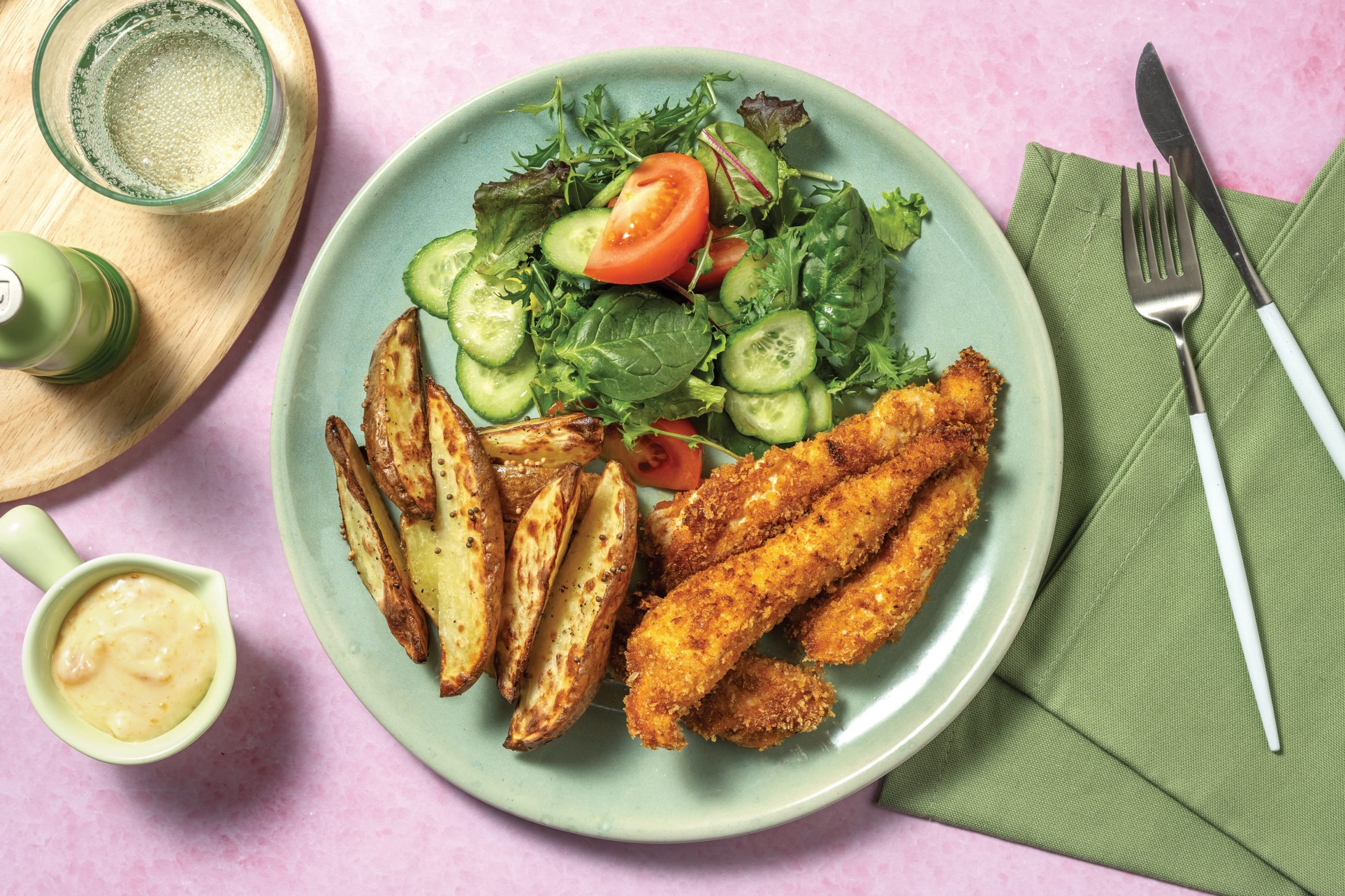 Quick Crumbed Tandoori Chicken & Wedges