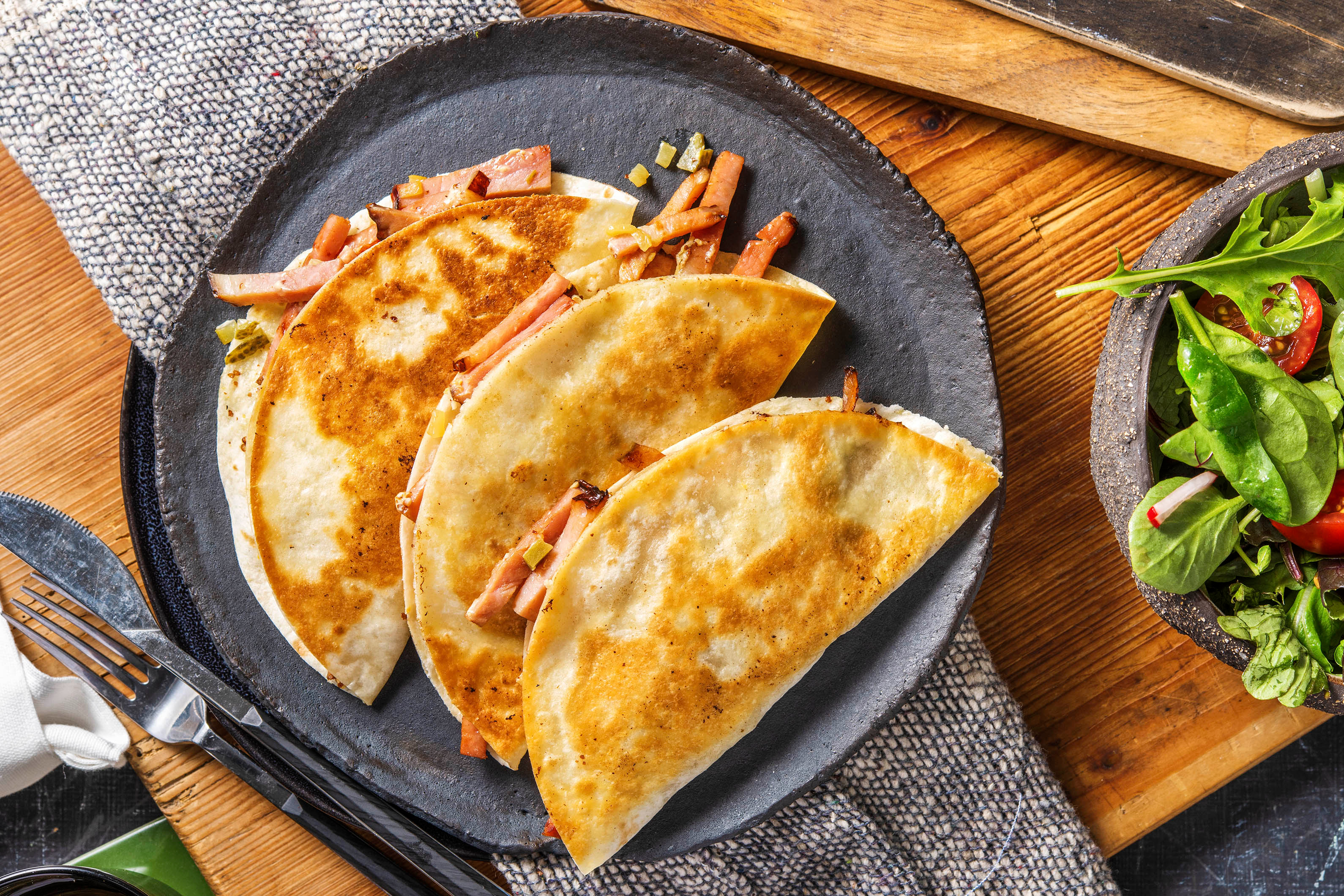 Cubano Ham Quesadillas