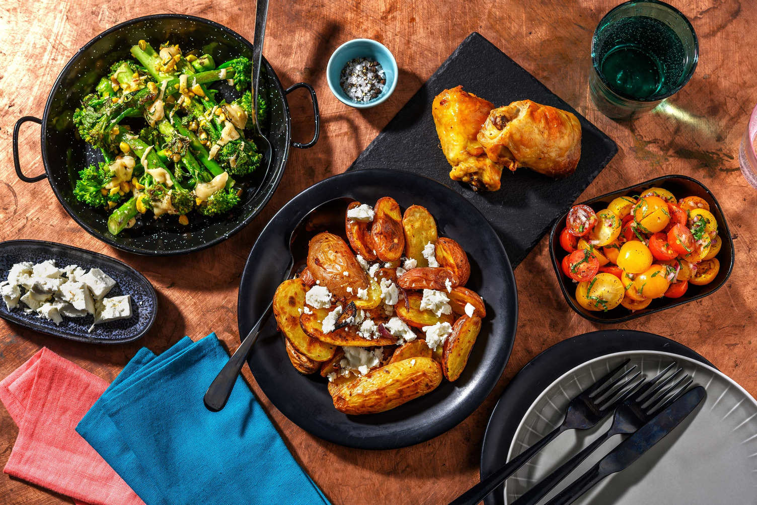 Cuisse de poulet confite et pommes de terre au harissa