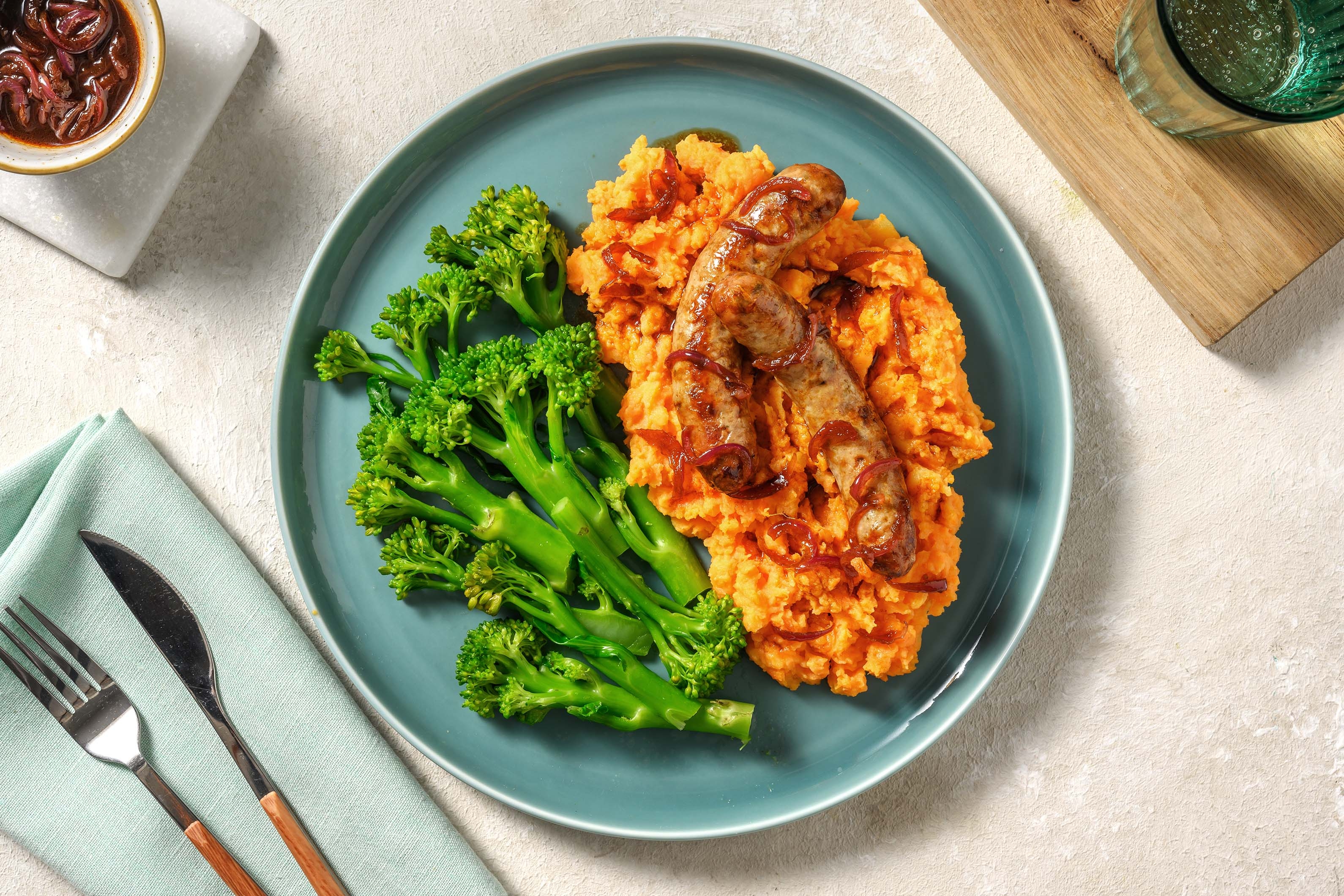 Cumberland Sausages and Red Onion Gravy