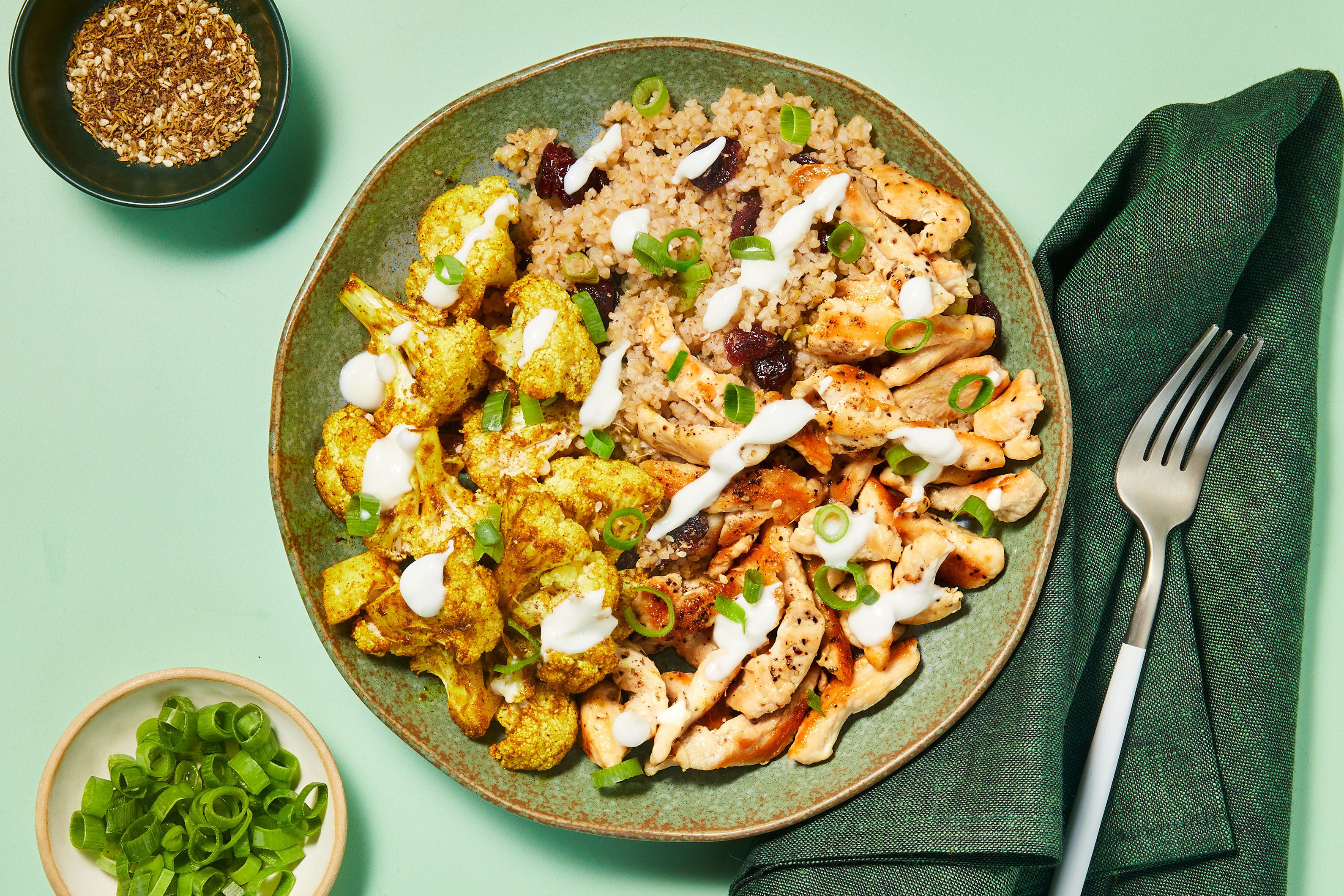Curried Cauliflower Chicken Bowls