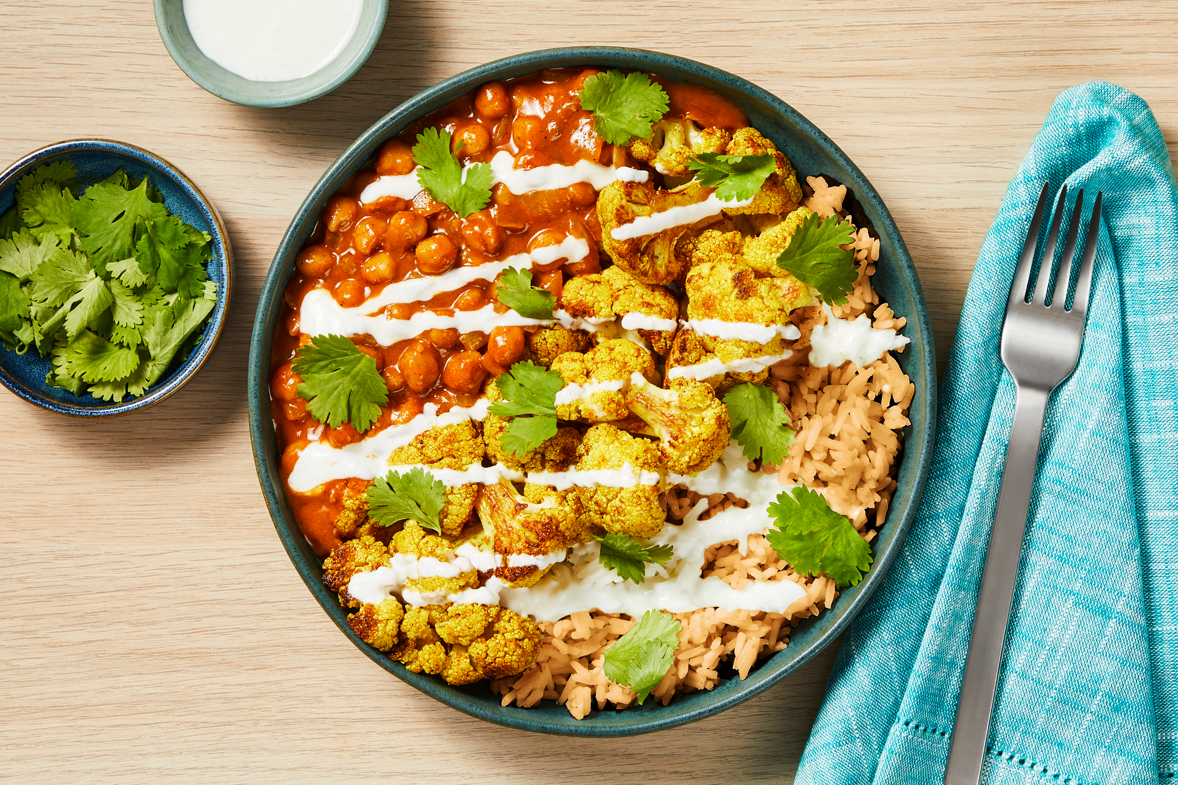 Curried Cauliflower & Chickpea Bowls