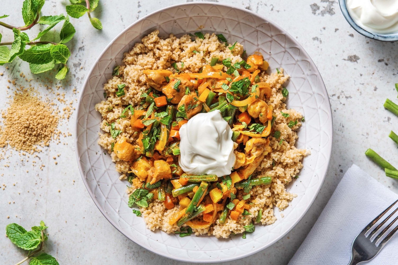 Curry au poulet et aux haricots verts