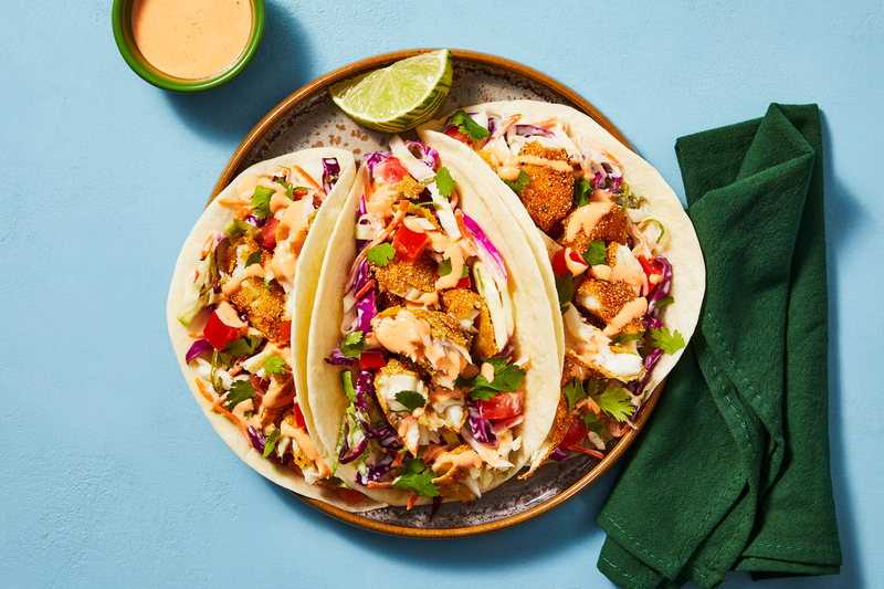 Cornmeal-Crusted Salmon Tacos