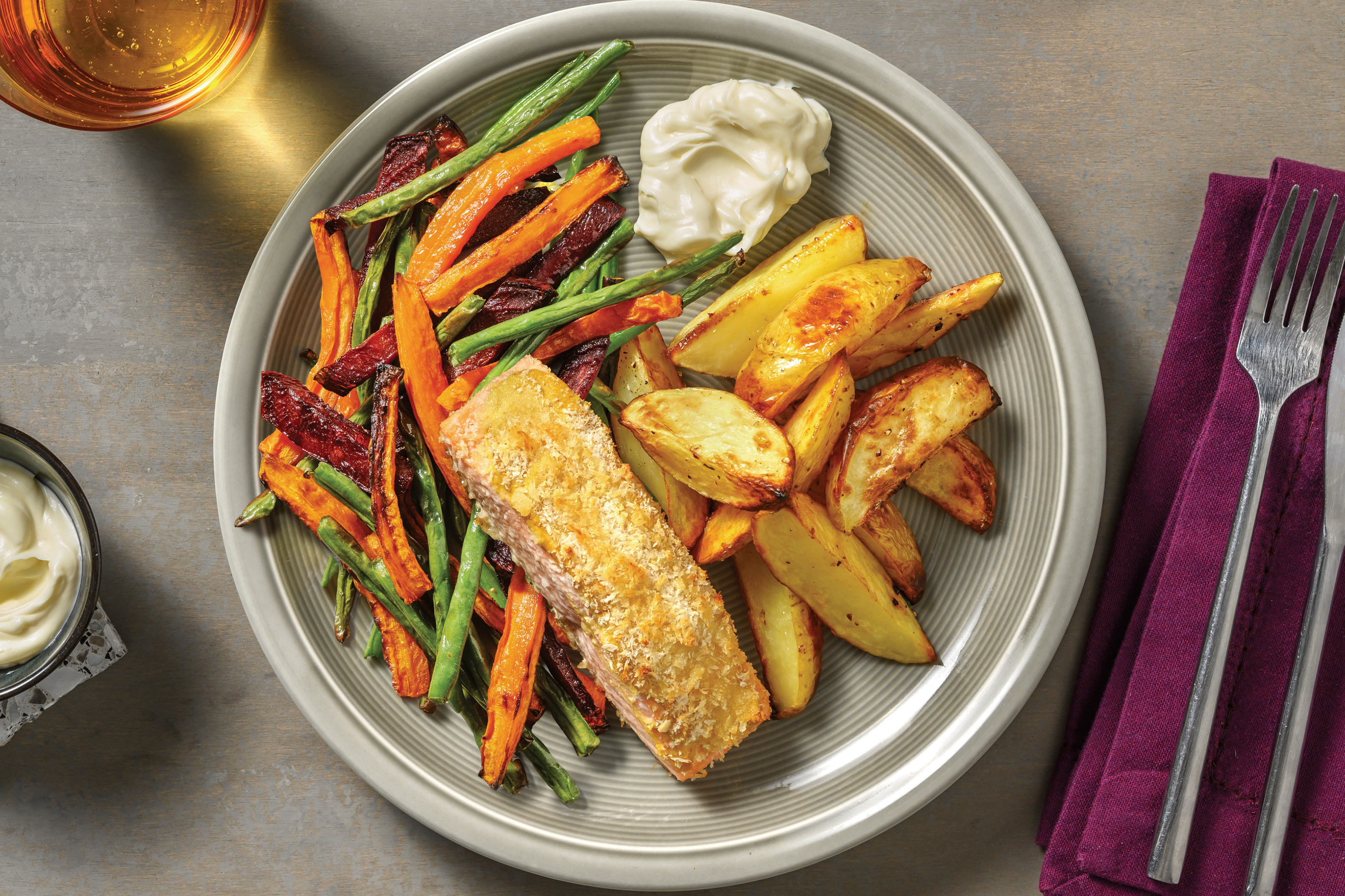 Dijon-Crusted Salmon Traybake