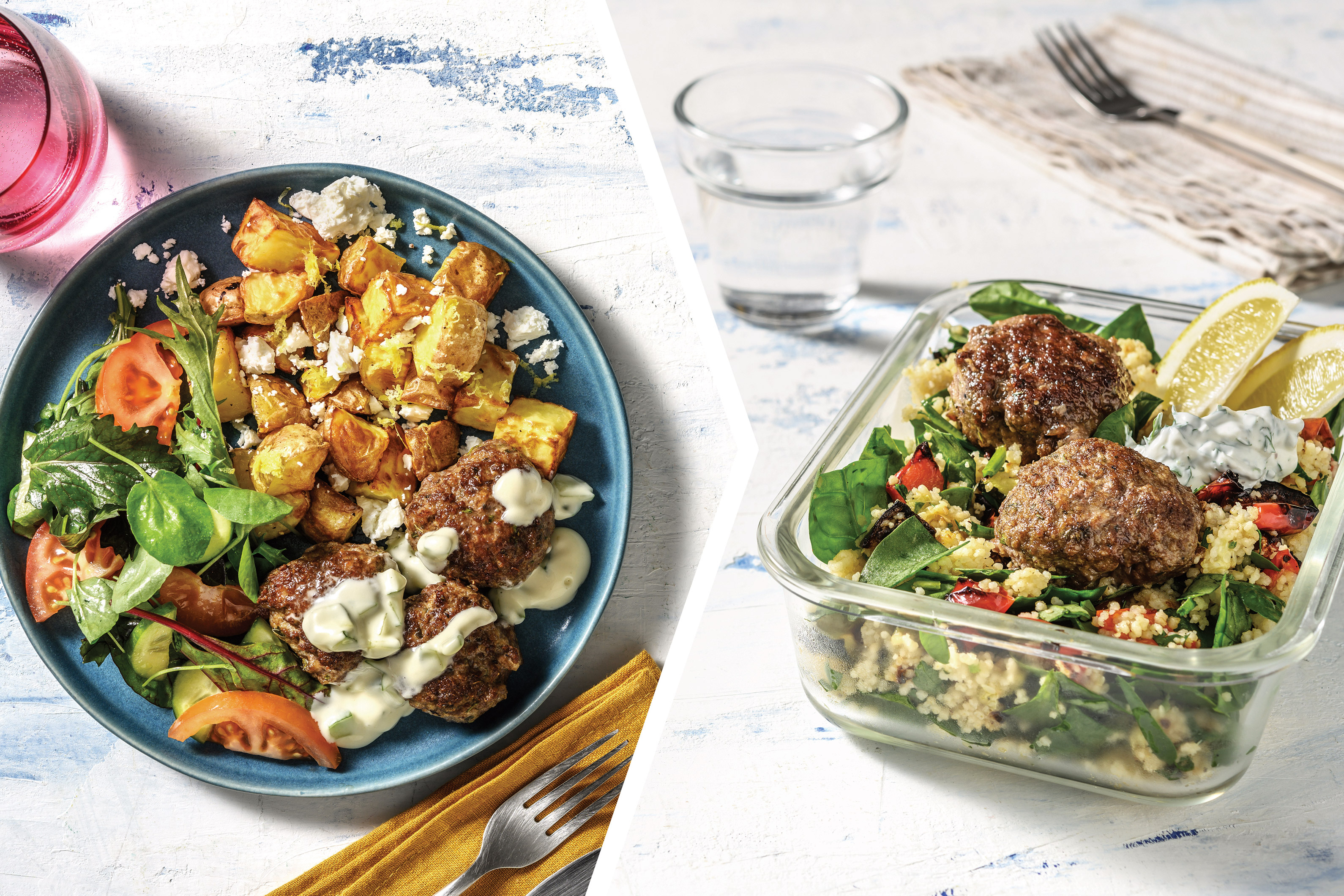 Beef & Rosemary Rissoles with Lemony Potatoes for Dinner