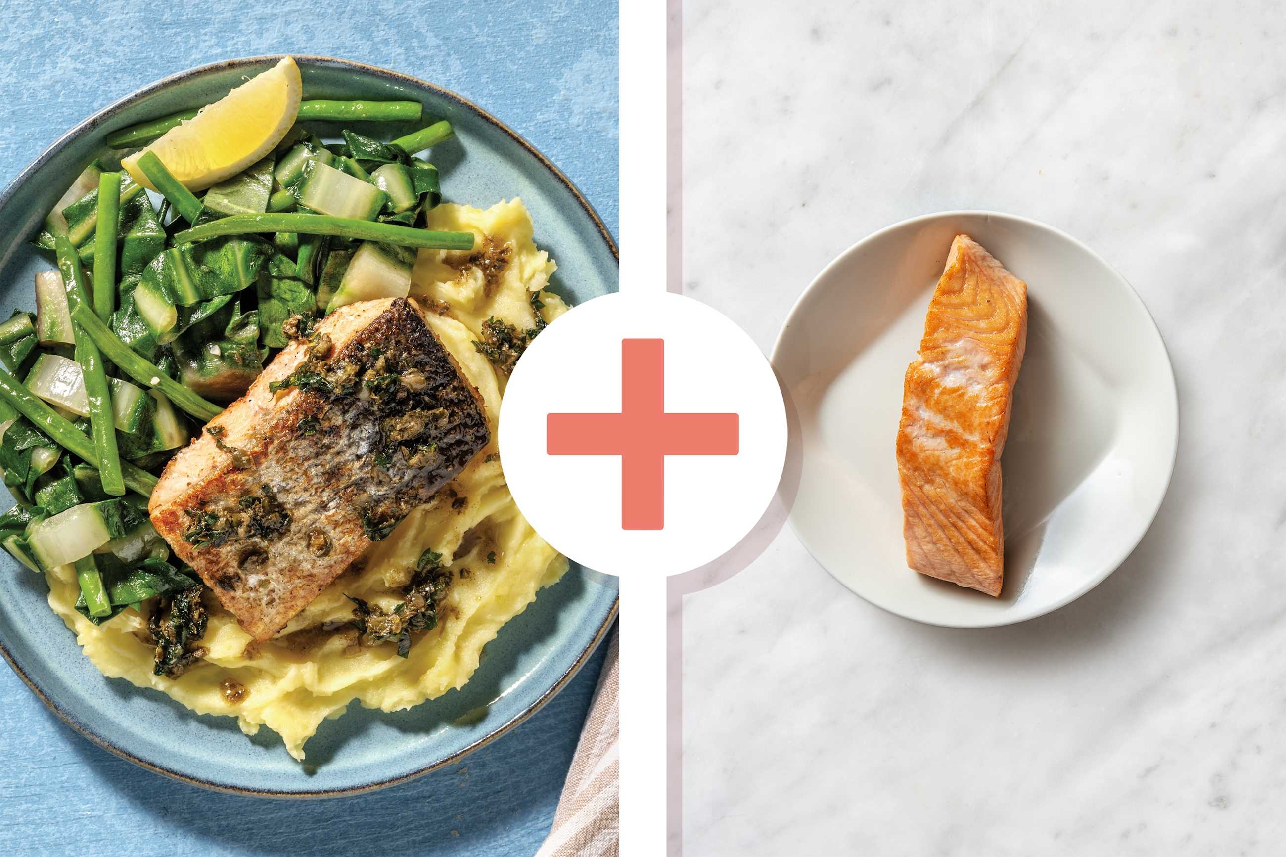 Double Seared Salmon & Caper Butter Sauce 