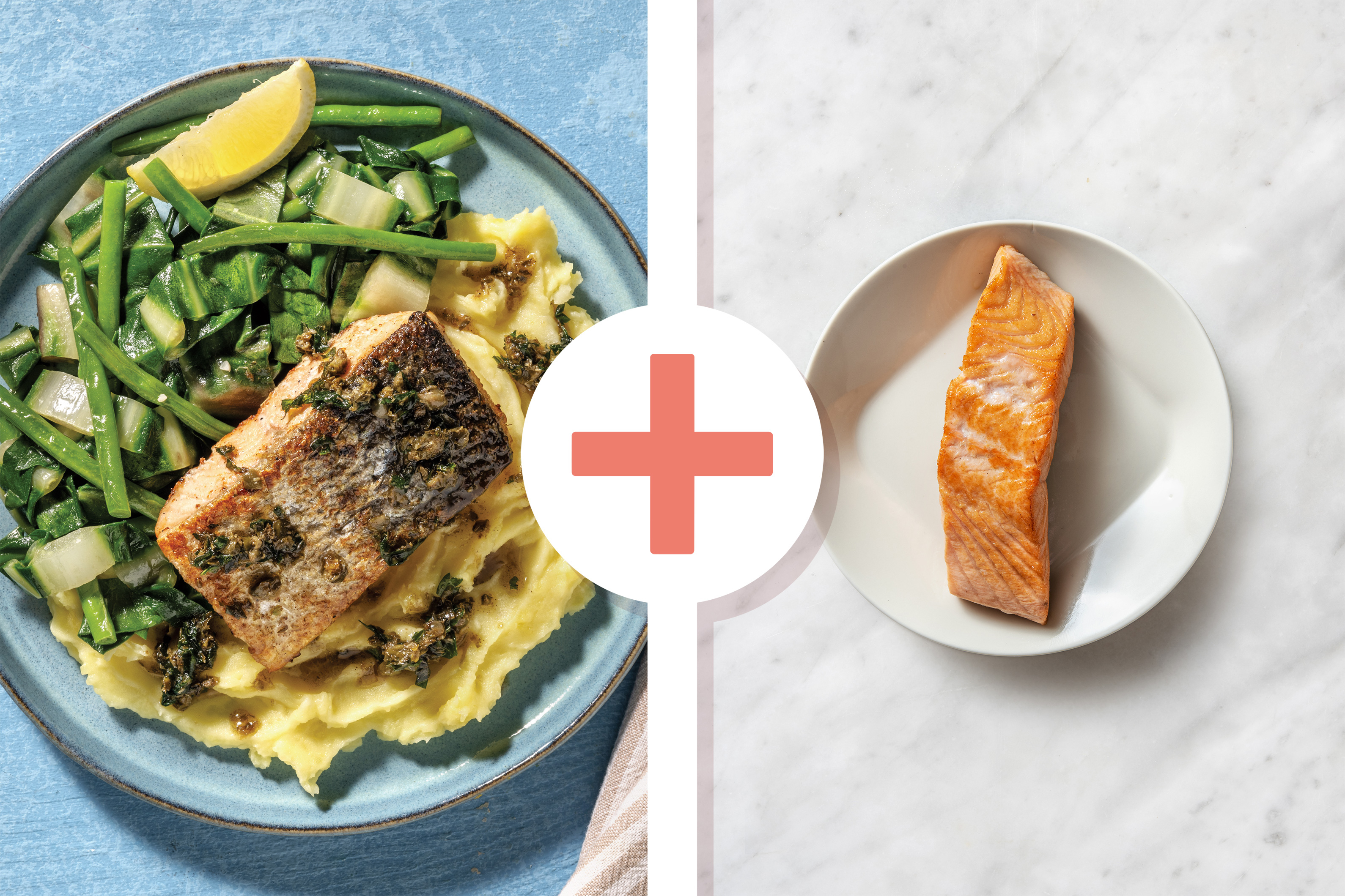 Double Salmon & Garlicky Silverbeet-Green Beans