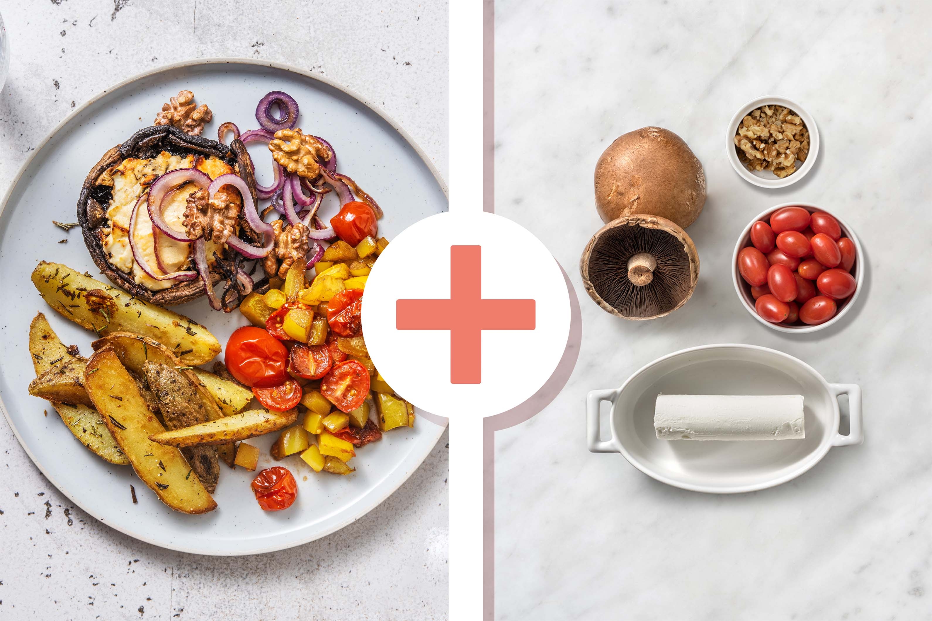 Gevulde portobello met aardappeltjes