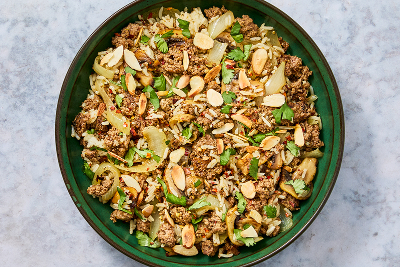 SuperQuick Spiced Beef and Mushroom Fried Rice