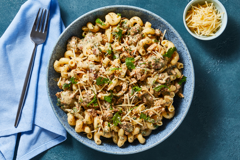 Macaroni au fromage et au bœuf façon soupe à l’oignon