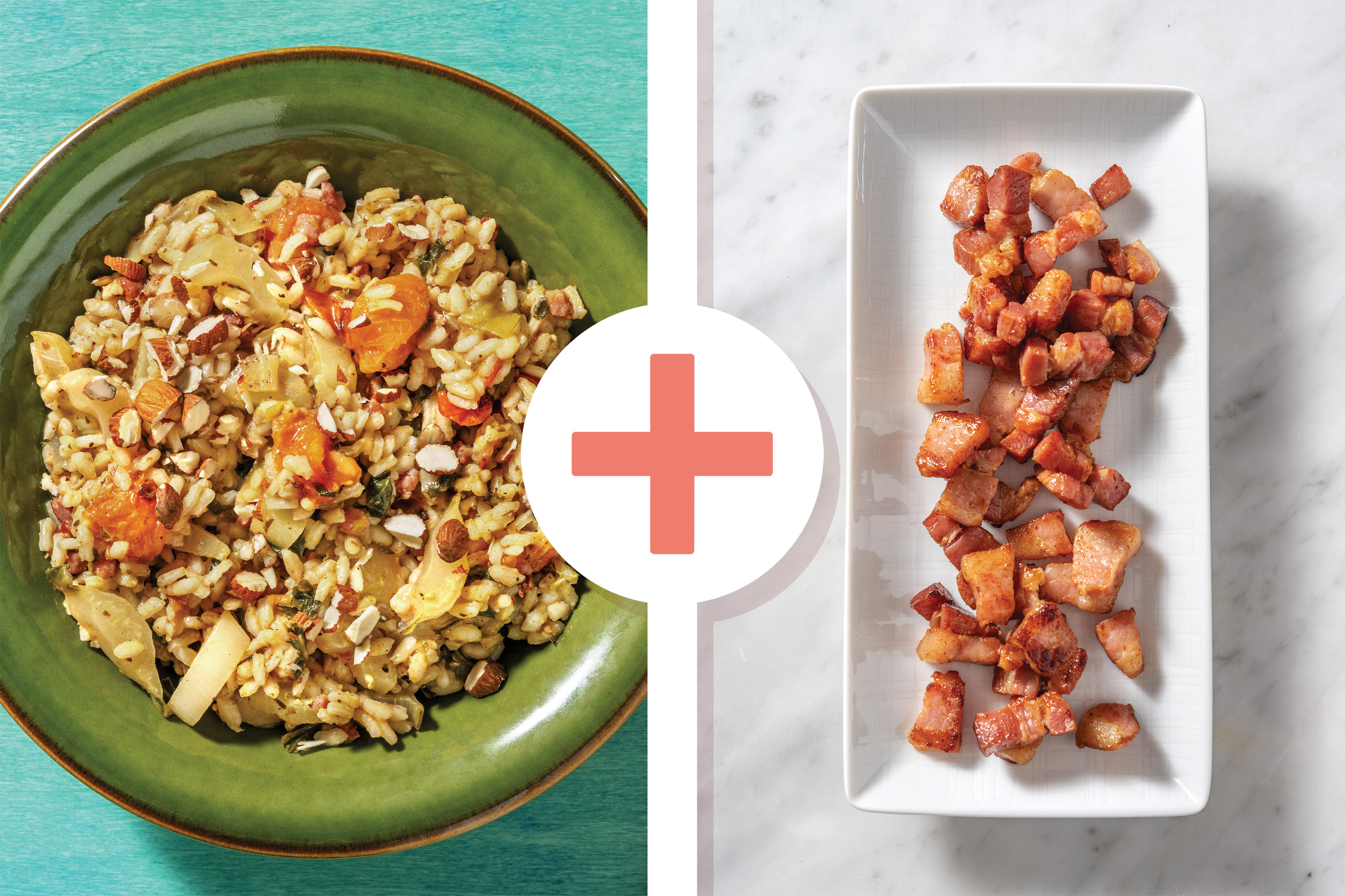 Double Bacon & Basil Pesto Rice Bake