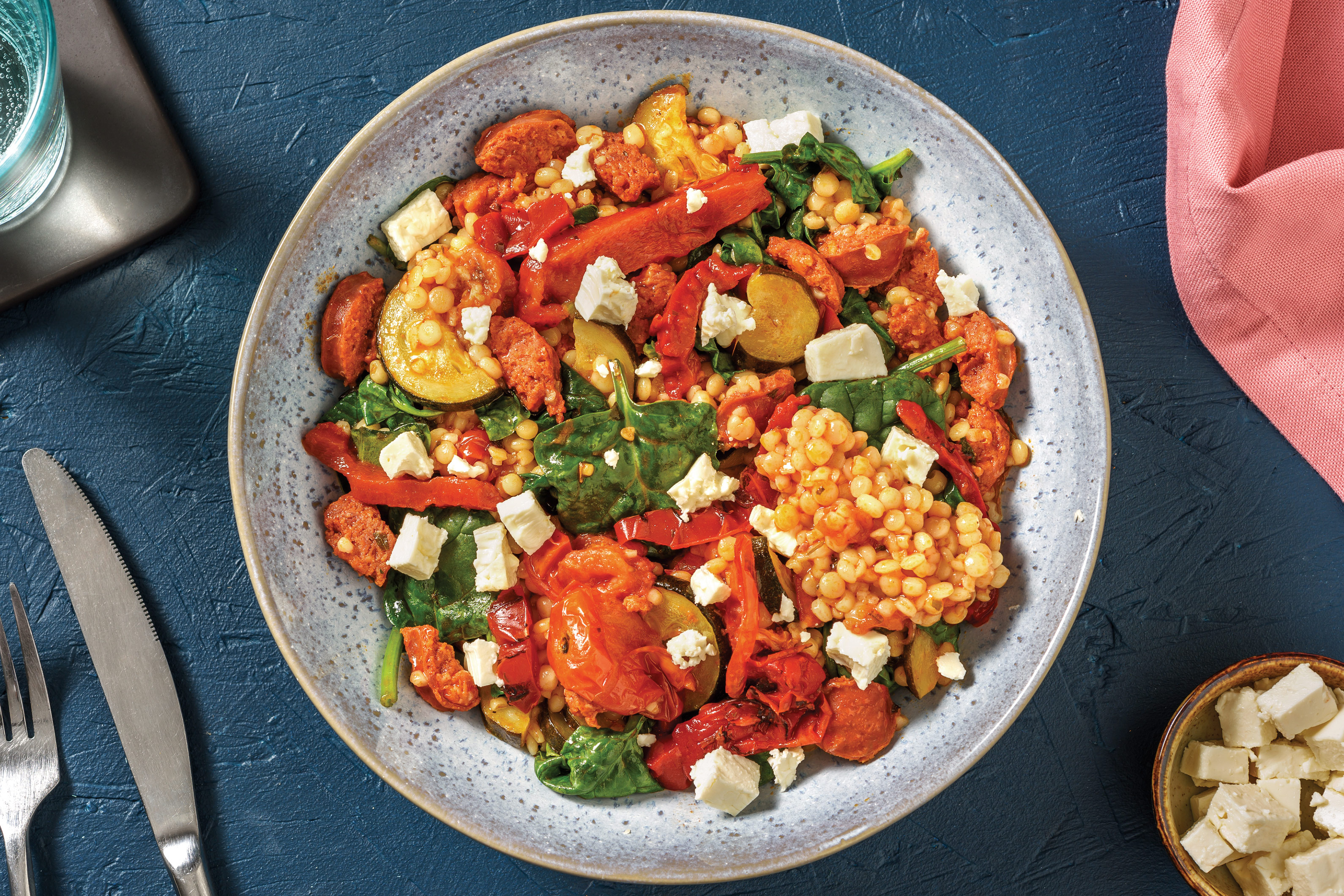 Easy Baked Chorizo Pearl Couscous