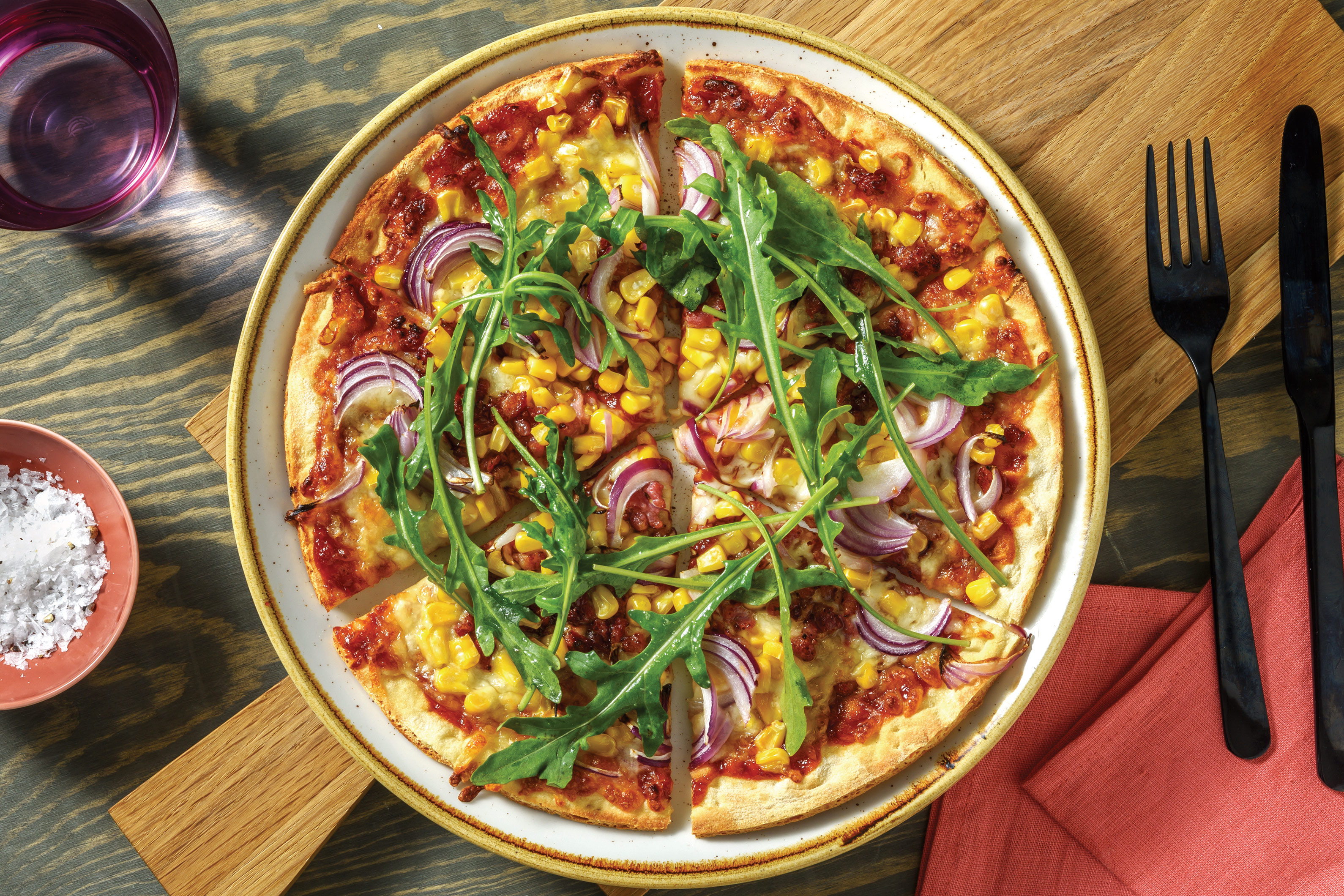 Easy BBQ Bacon & Sweetcorn Pizza