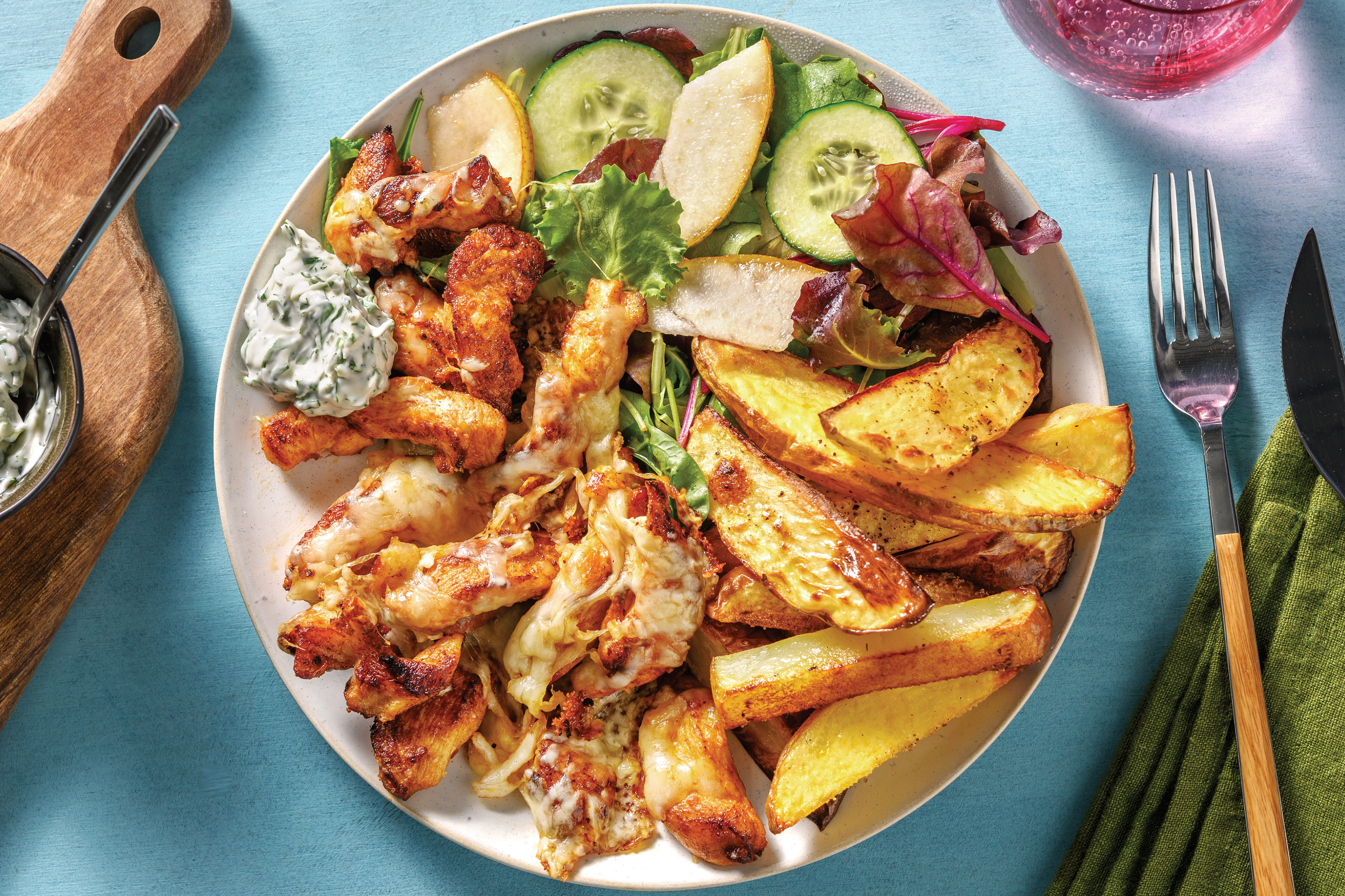 Easy Cheesy Spiced Chicken & Potato Wedges