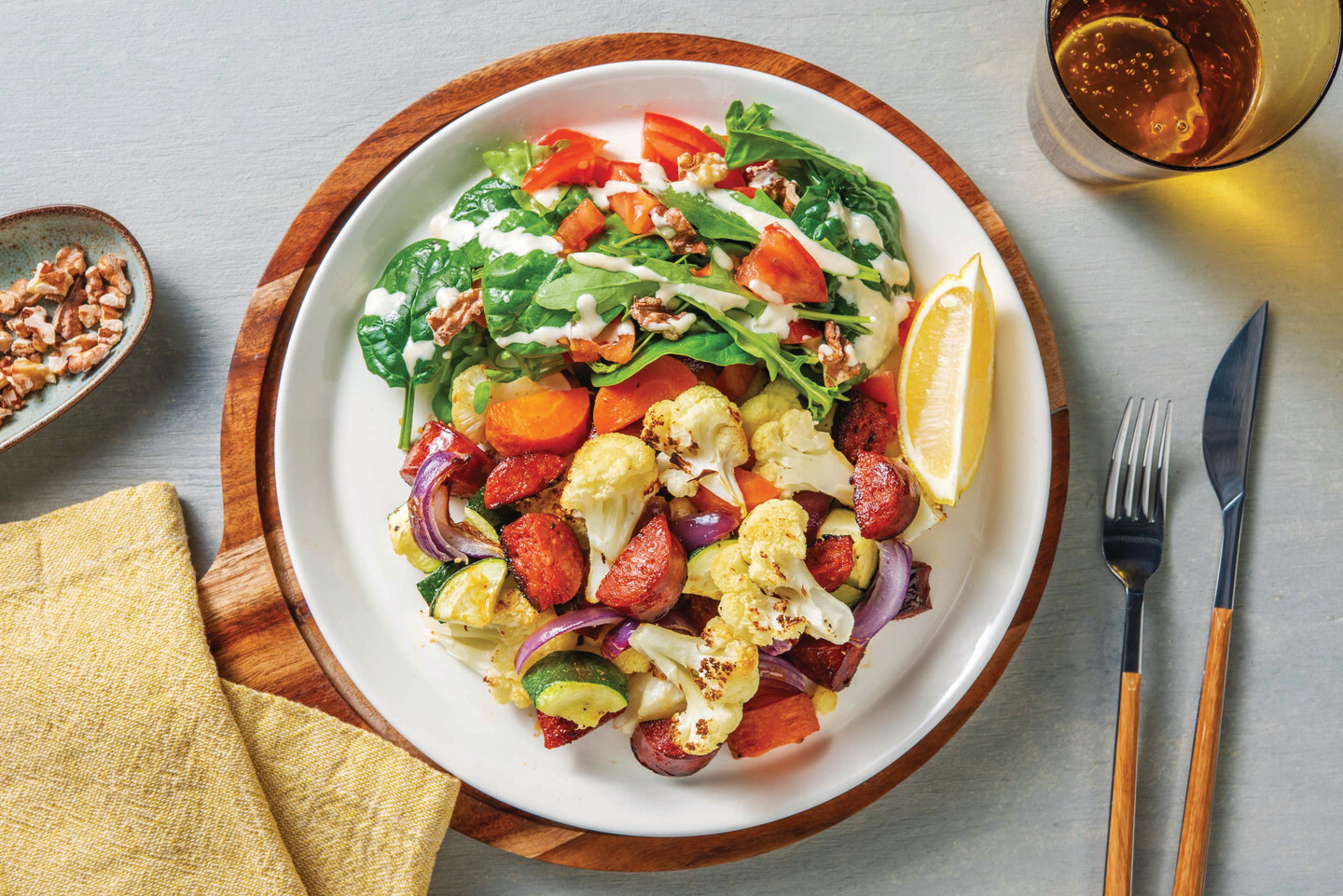 Easy Chorizo & Lemony Veggie Traybake