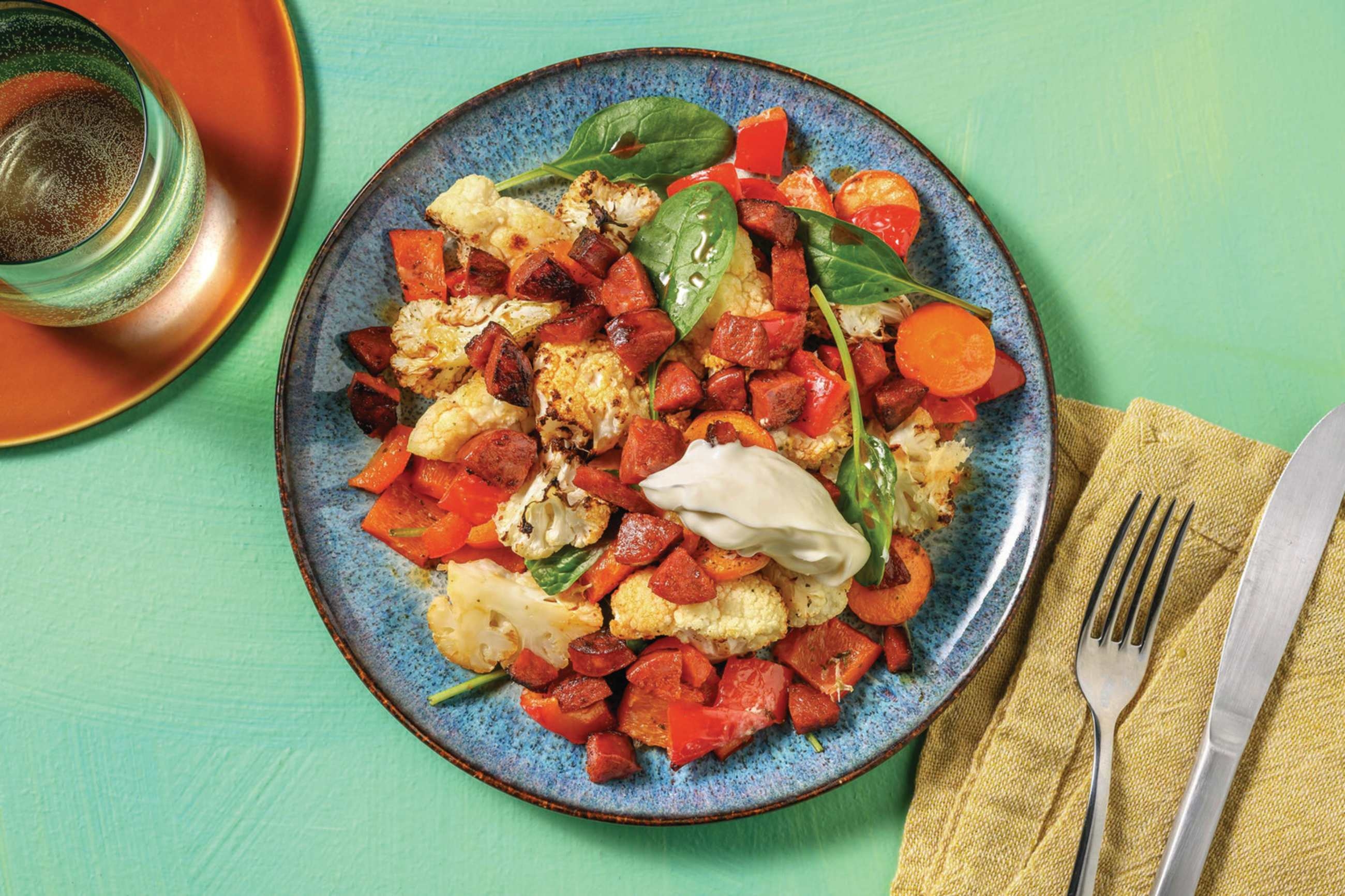 Easy Chorizo & Veggie Traybake