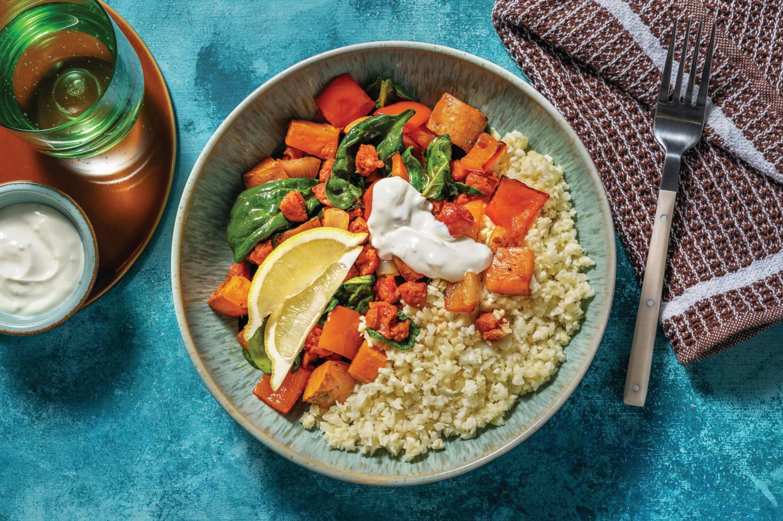 Easy Roast Chorizo & Cauliflower Rice