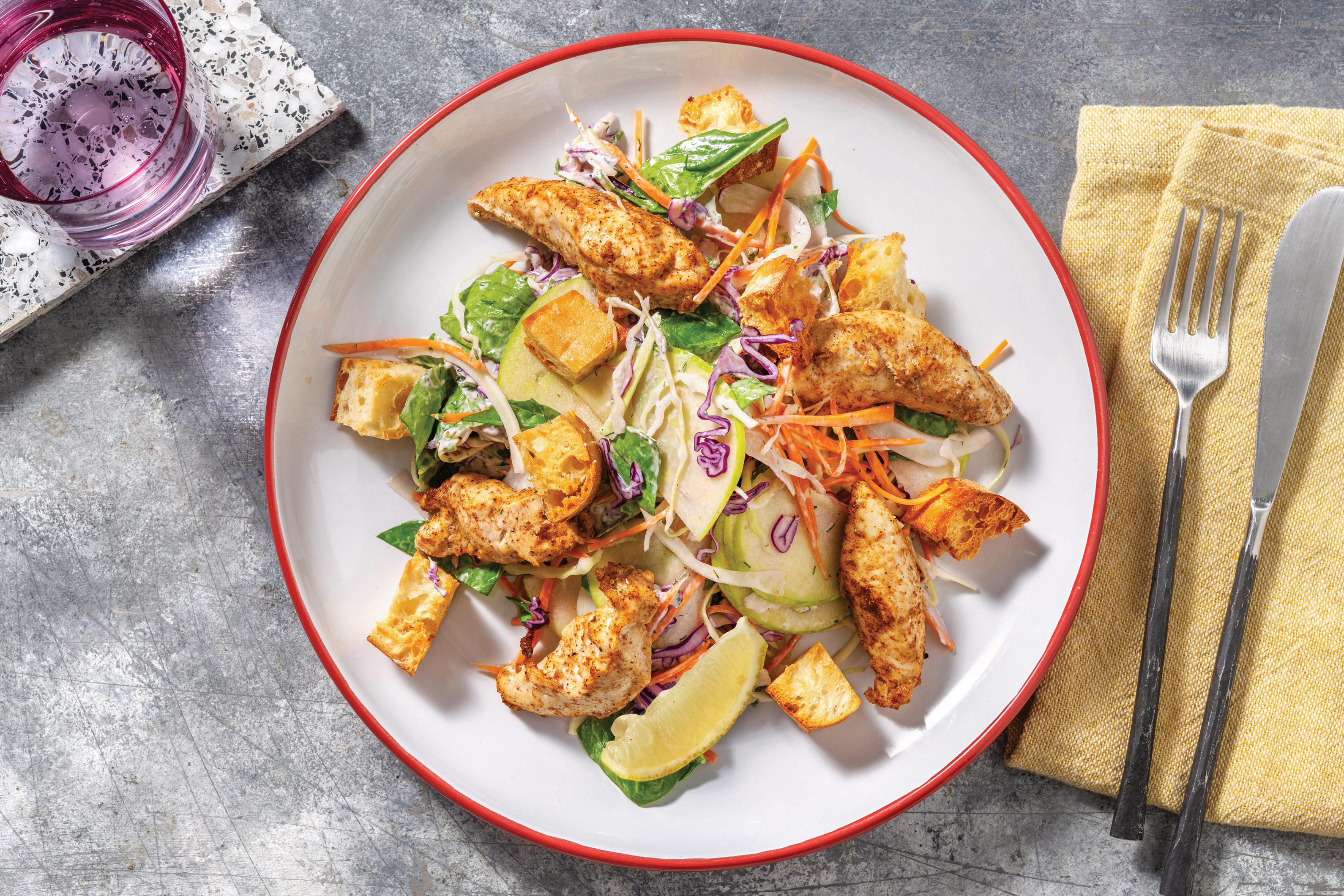 Easy Chicken & Wholemeal Crouton Slaw