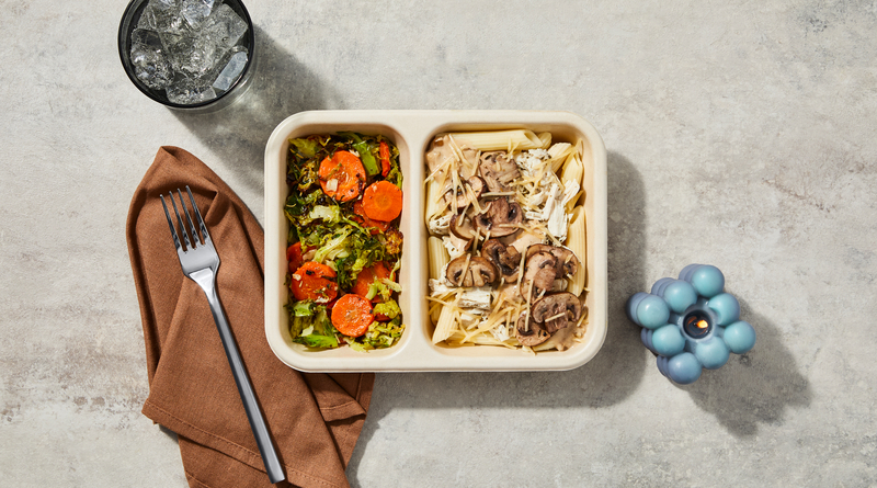 Pennes crémeuses au poulet au marsala avec champignons