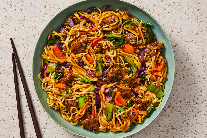Chow Mein-Style Noodles with Beef and Pork