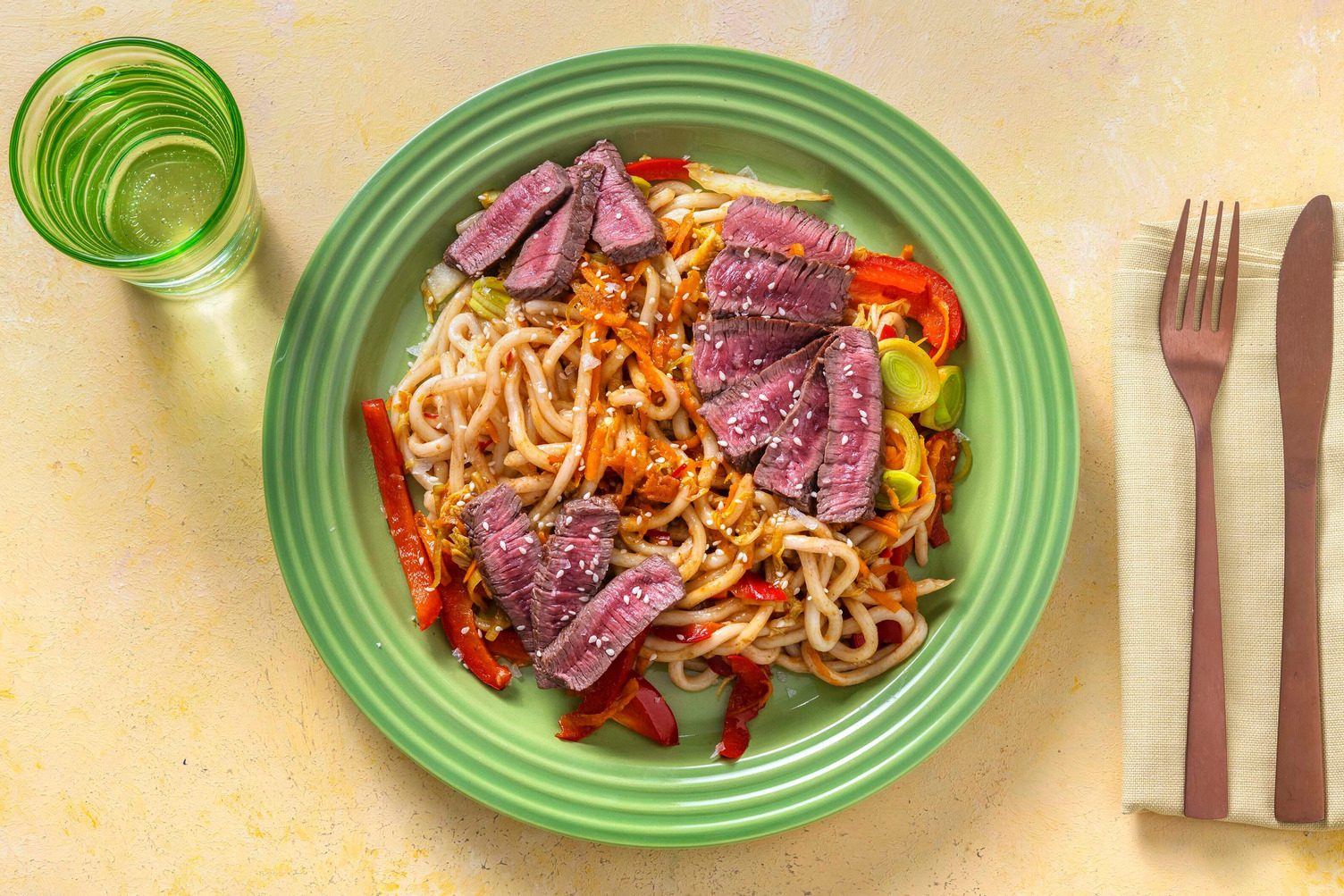 Émincés de rumsteak et nouilles udon