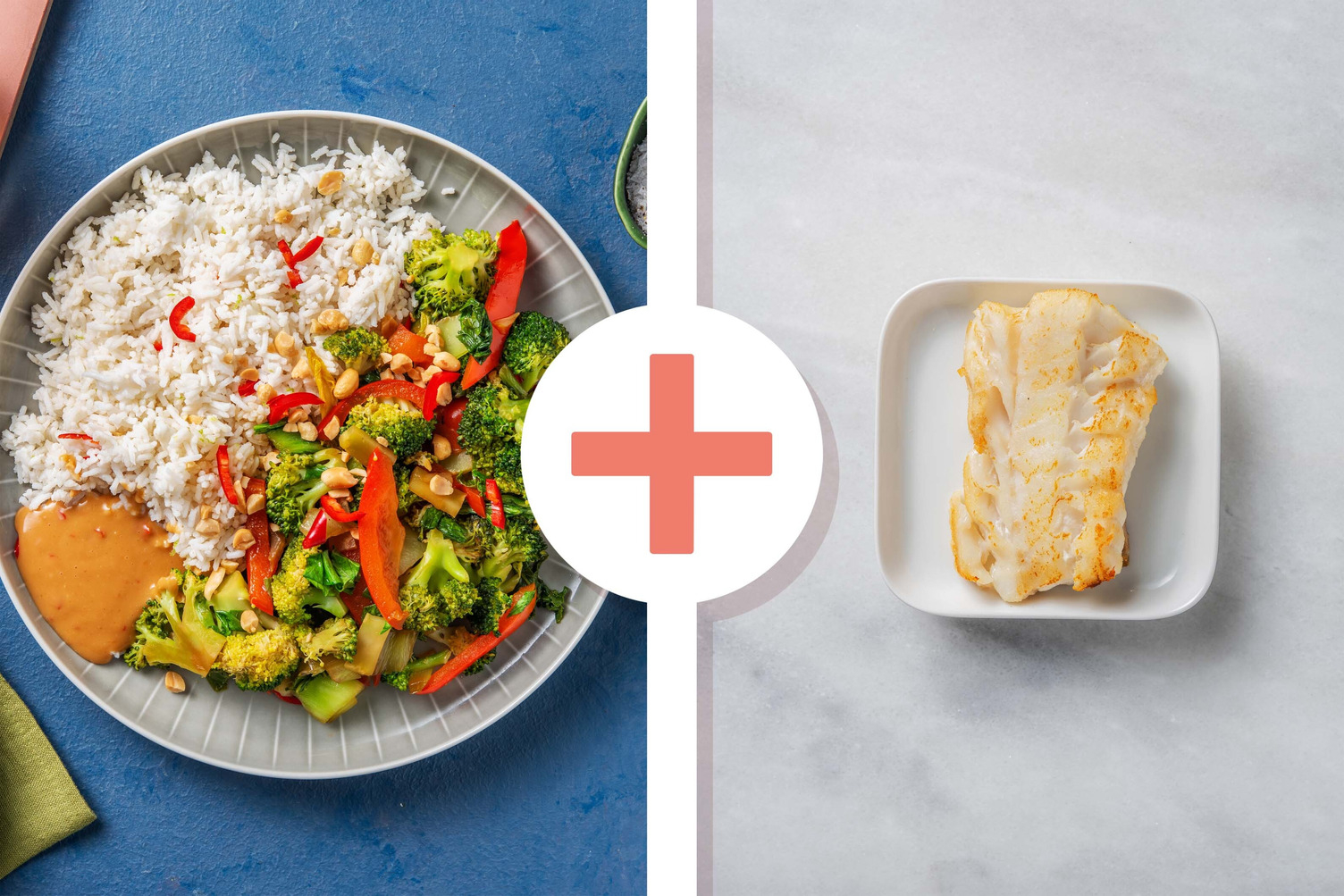 Erdnuss-Kokos-Bowl mit extra Schellfisch