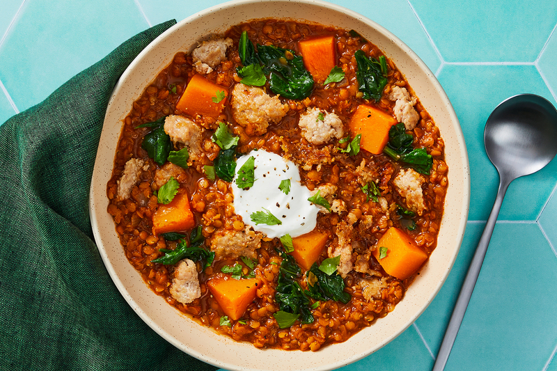 Harissa-Spiced Beyond Meat® Lentil Stew
