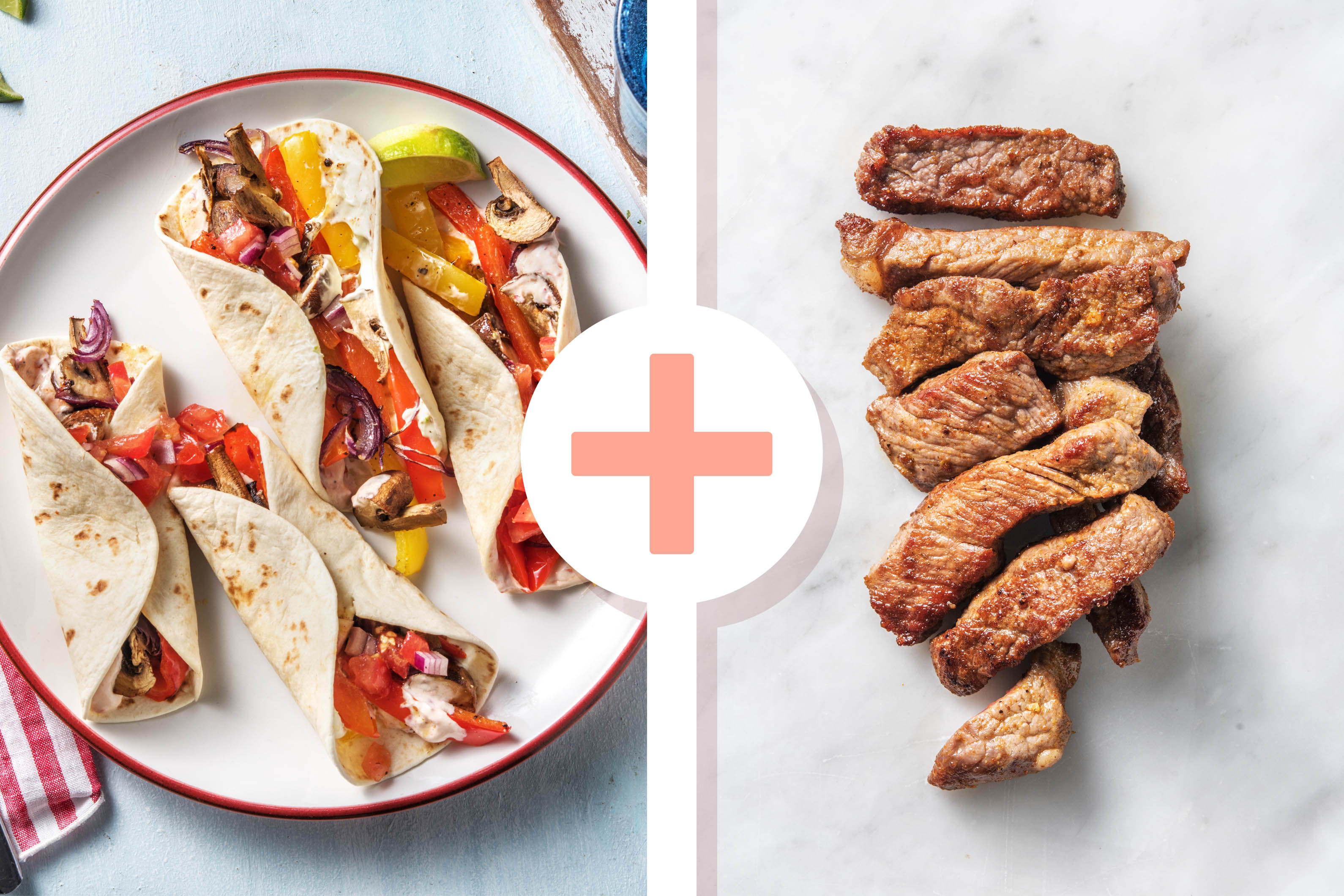 Fajitas mit extra Piri Piri-Steakstreifen