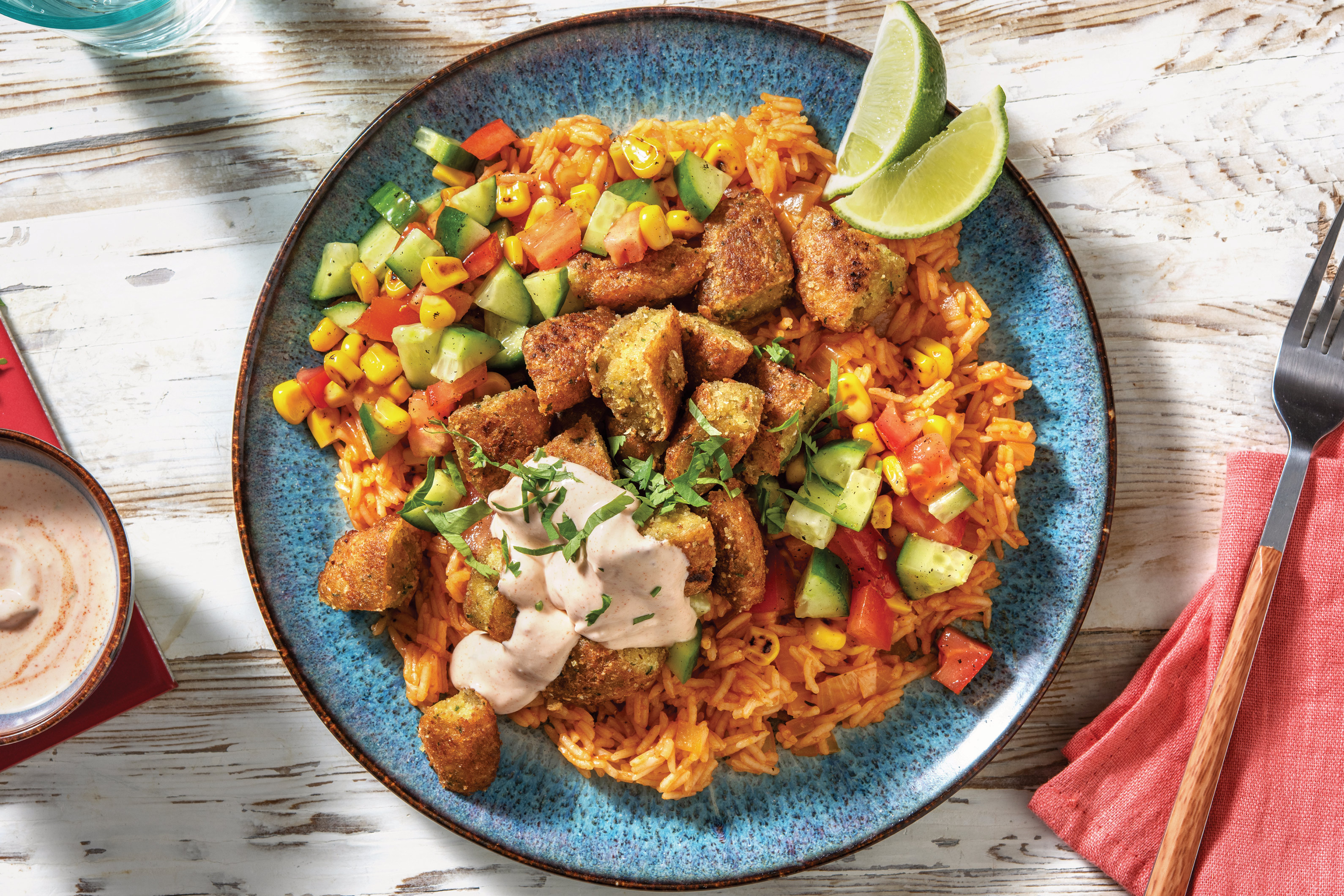 Spiced Mexican Rice & Spinach Falafel