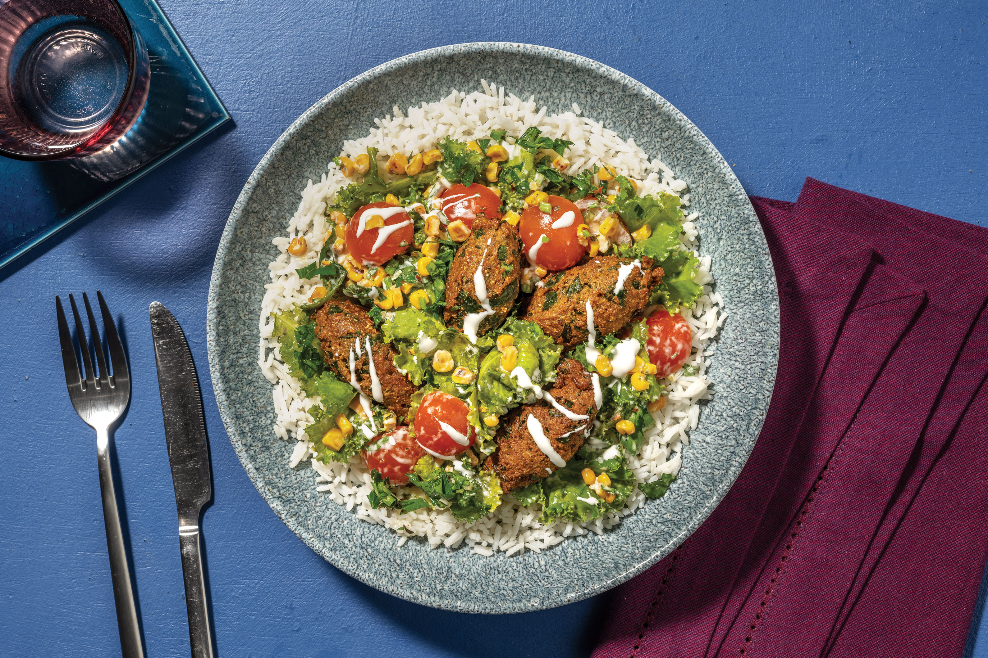 Falafel, Kale & Cherry Tomato Medley