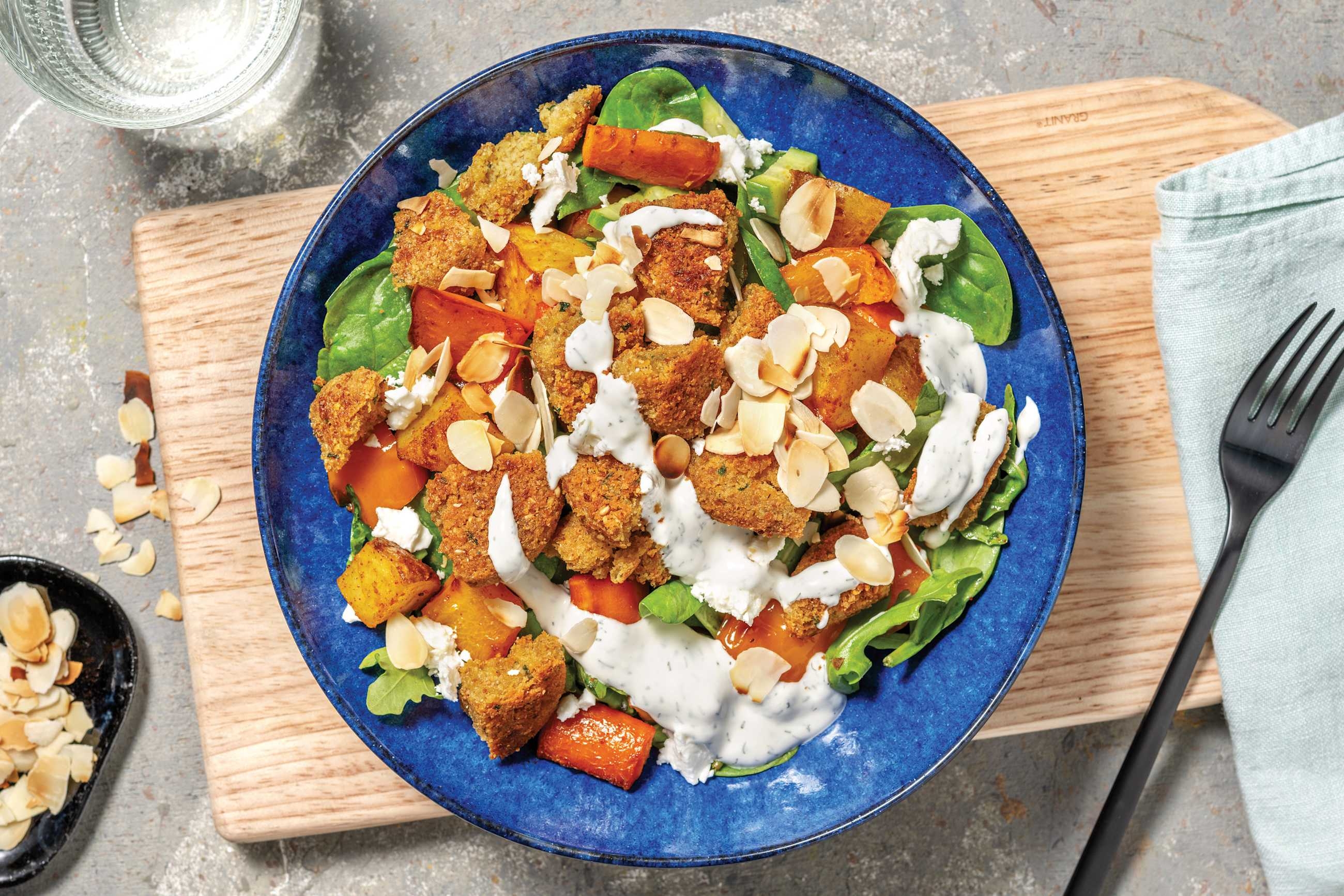 Chicken, Falafel & Chermoula Roast Veggie Toss