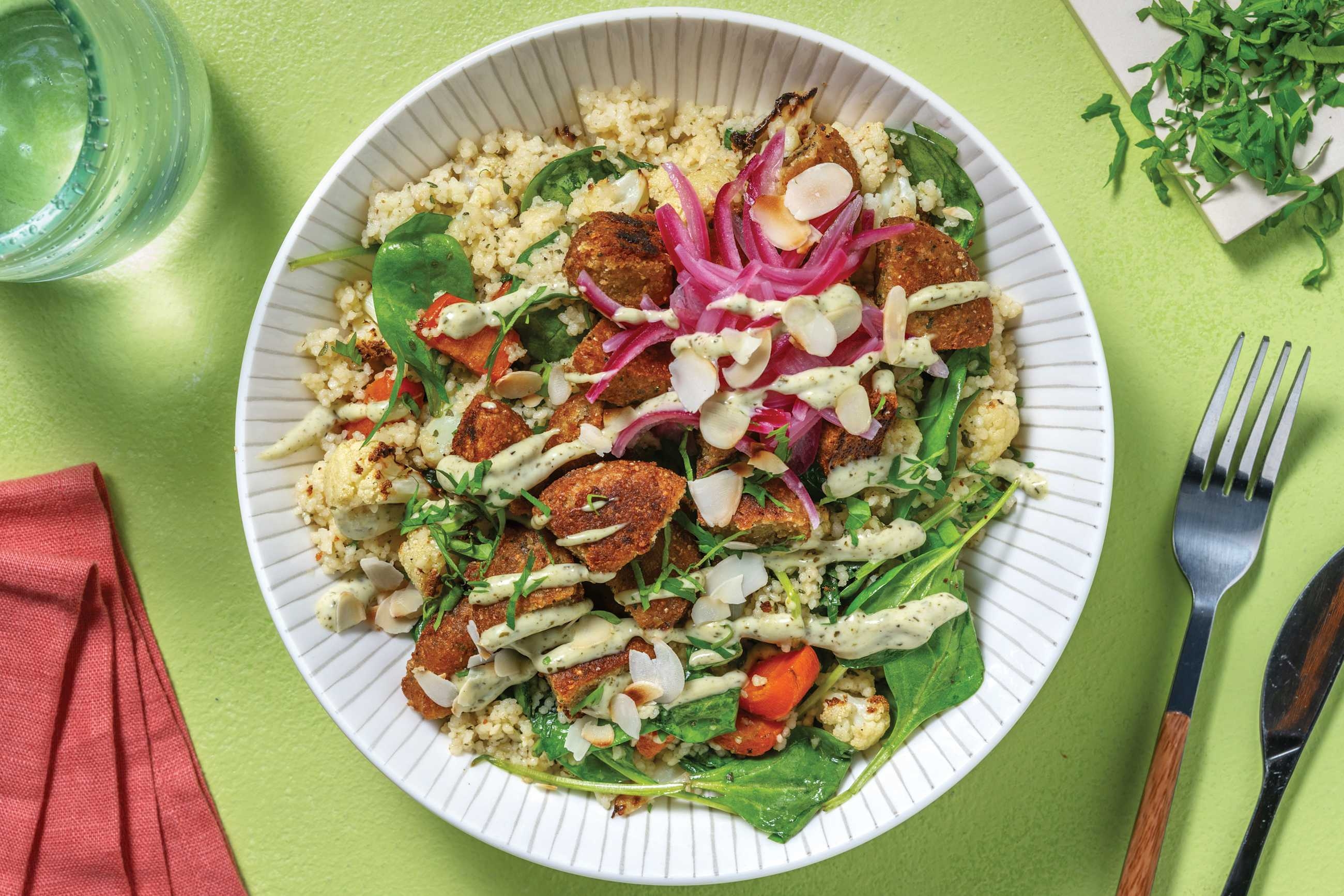 Falafel & Roast Cauliflower Couscous Bowl