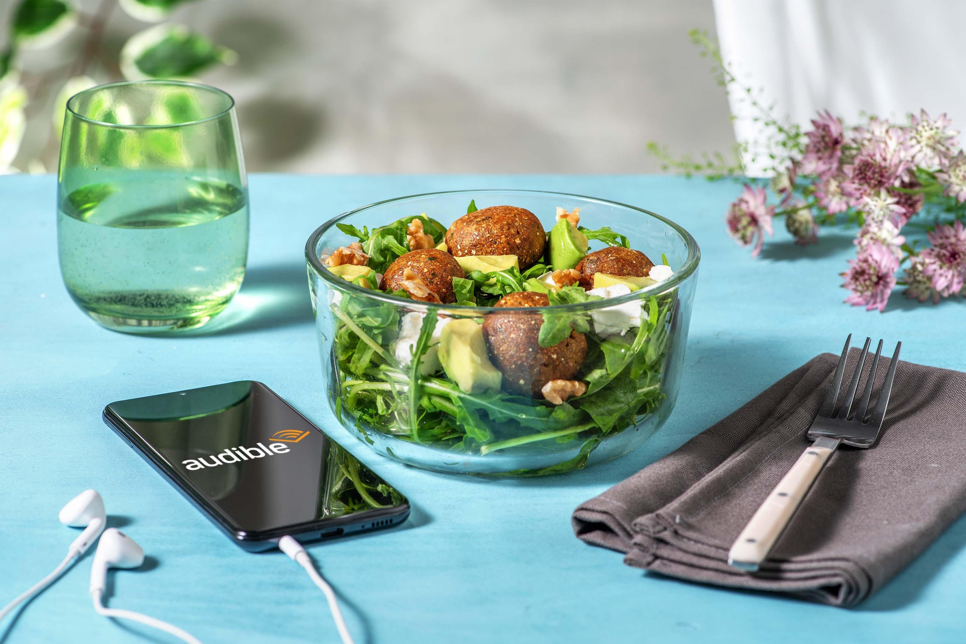 Falafel and Avocado Salad with Feta and French Dressing