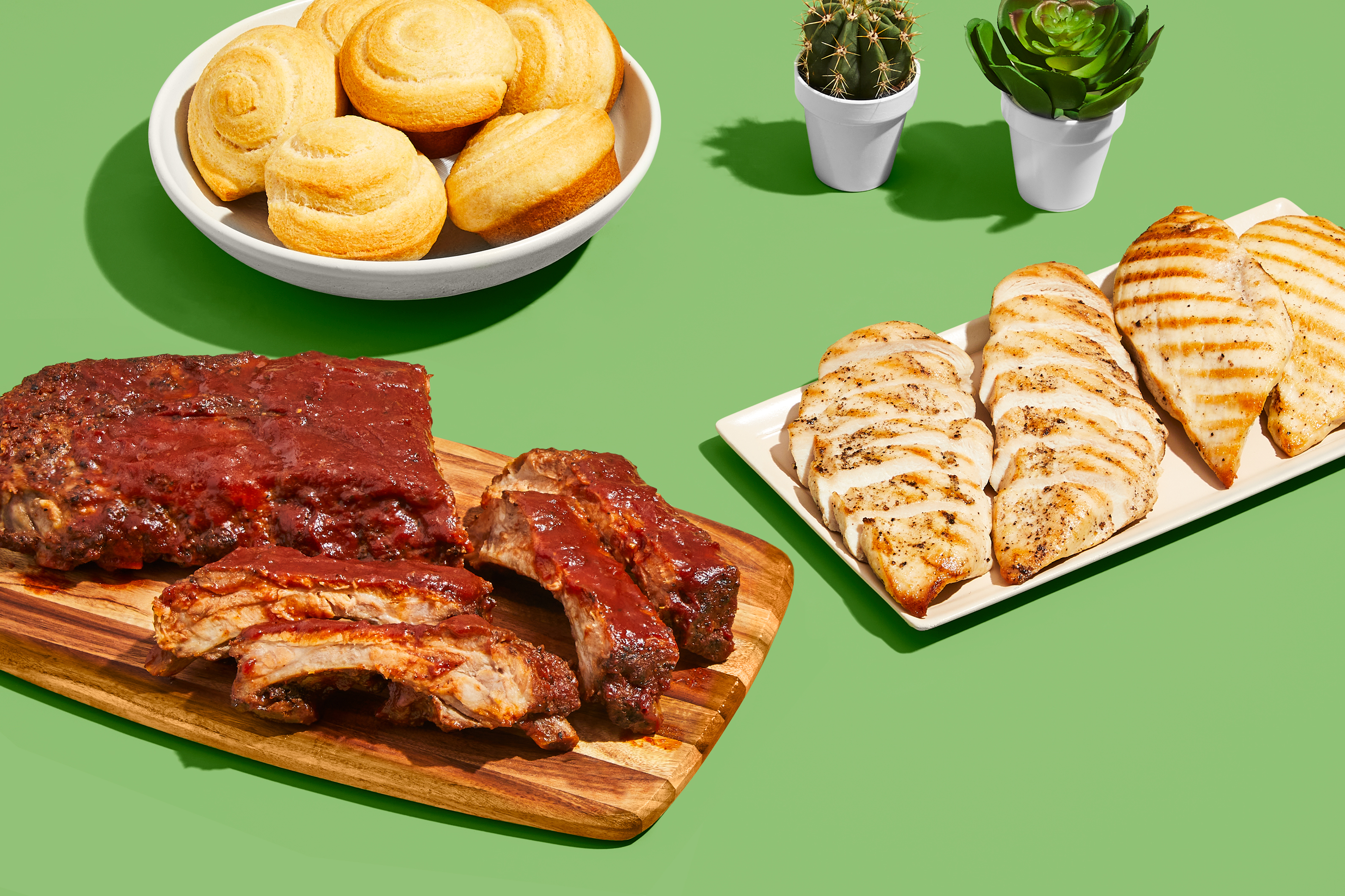 Fall-Off-The-Bone Baby Back Ribs, Chicken Cutlets & Cornbread