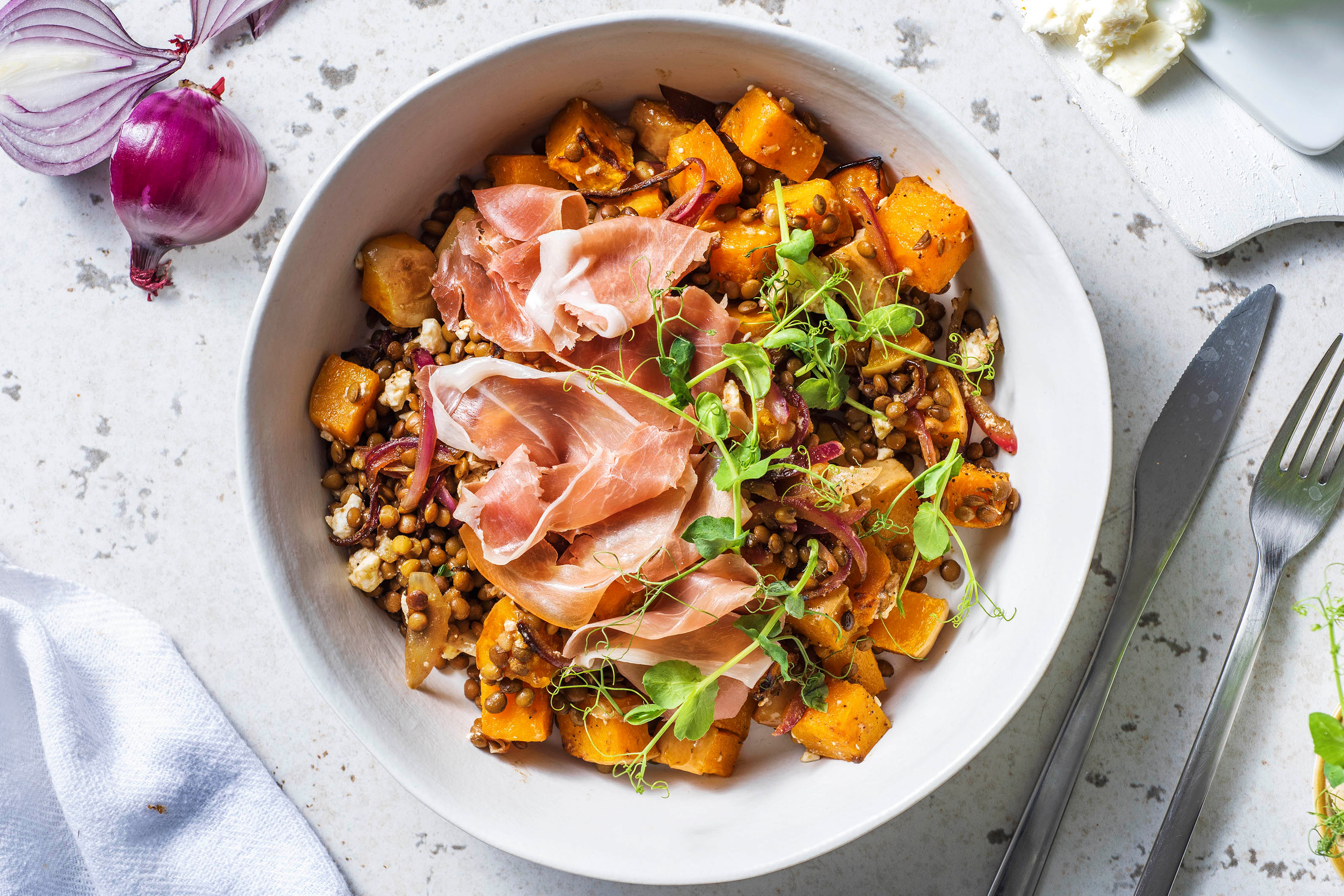 Feta, Serrano Ham and Butternut Salad
