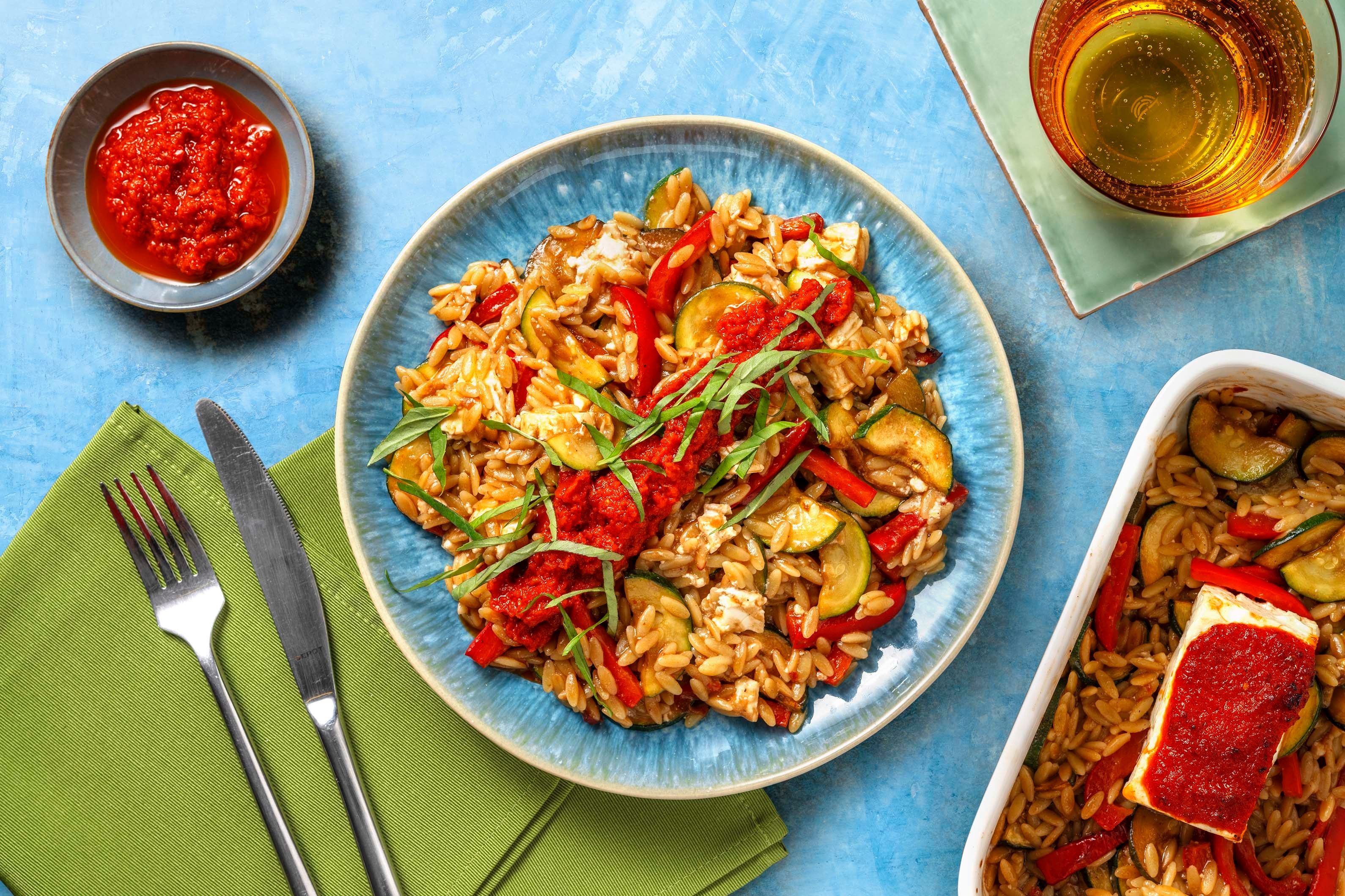 Feta au four et orzo