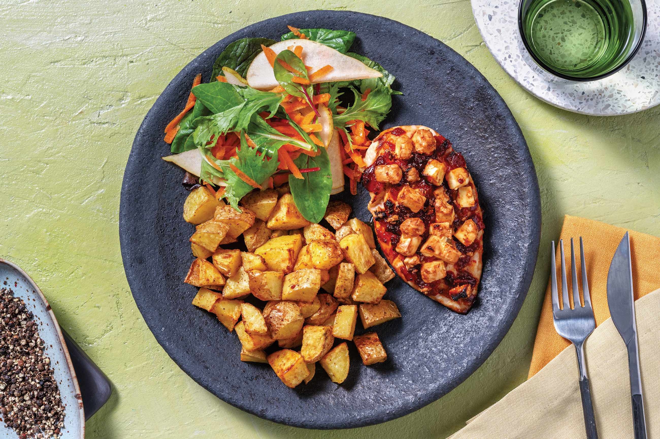 Easy Fetta & Tomato Hasselback Chicken