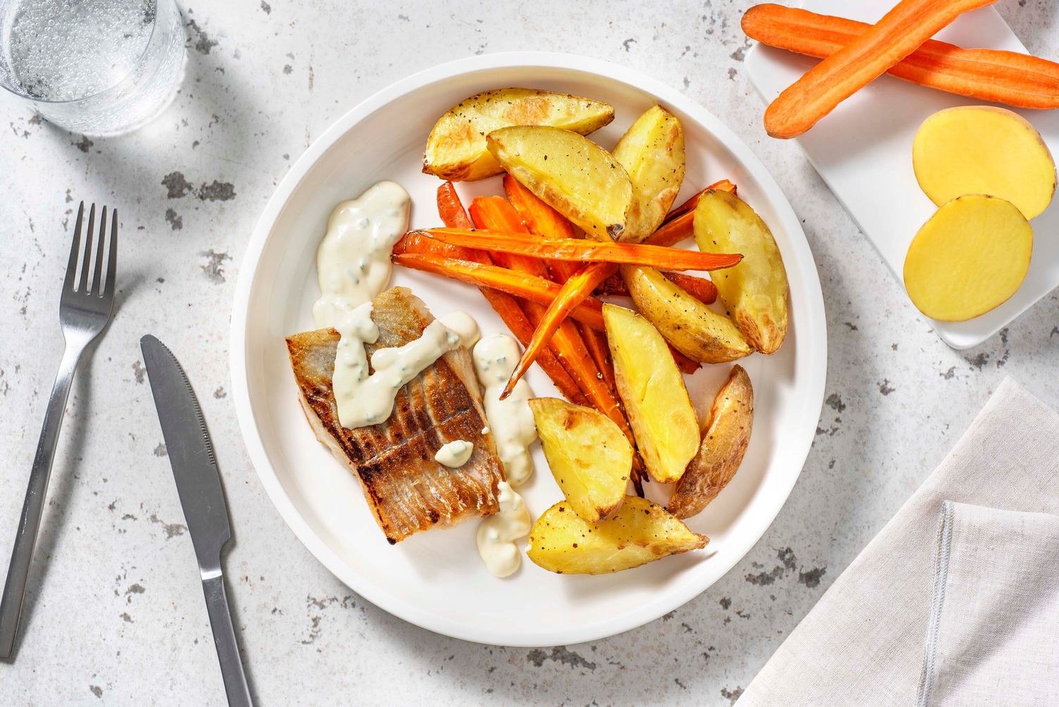 Filet d'églefin et sauce à la ciboulette