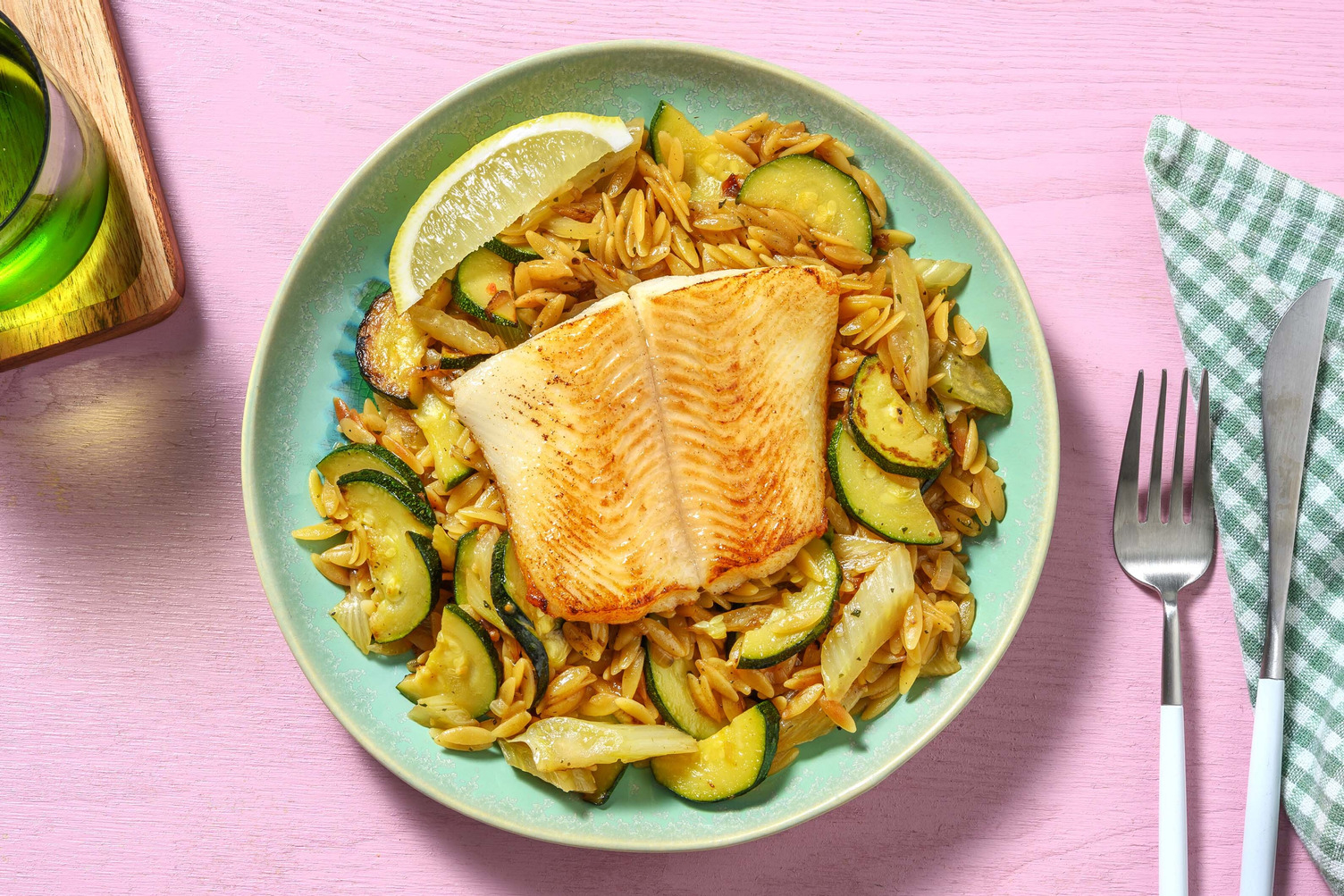 Filet de brosme et risotto d'orzo