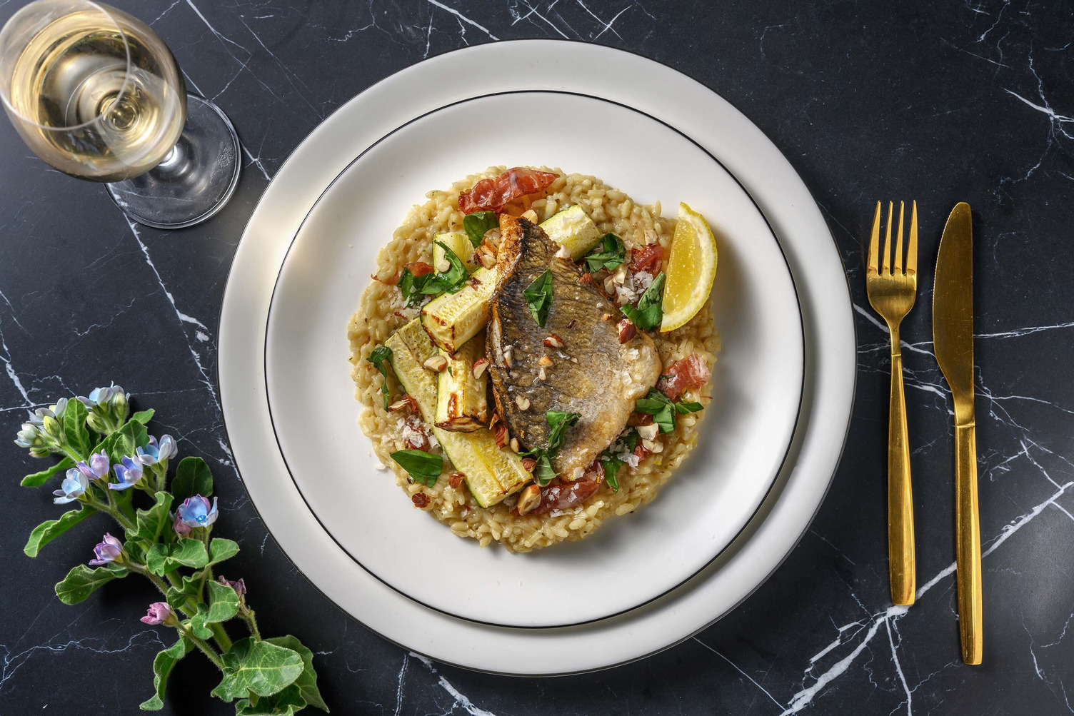 Filet de dorade et coppa di Parma