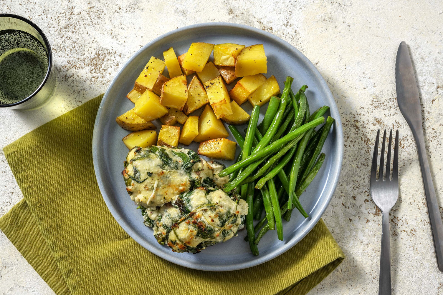 Filet de porc garni de fromage et d’épinards