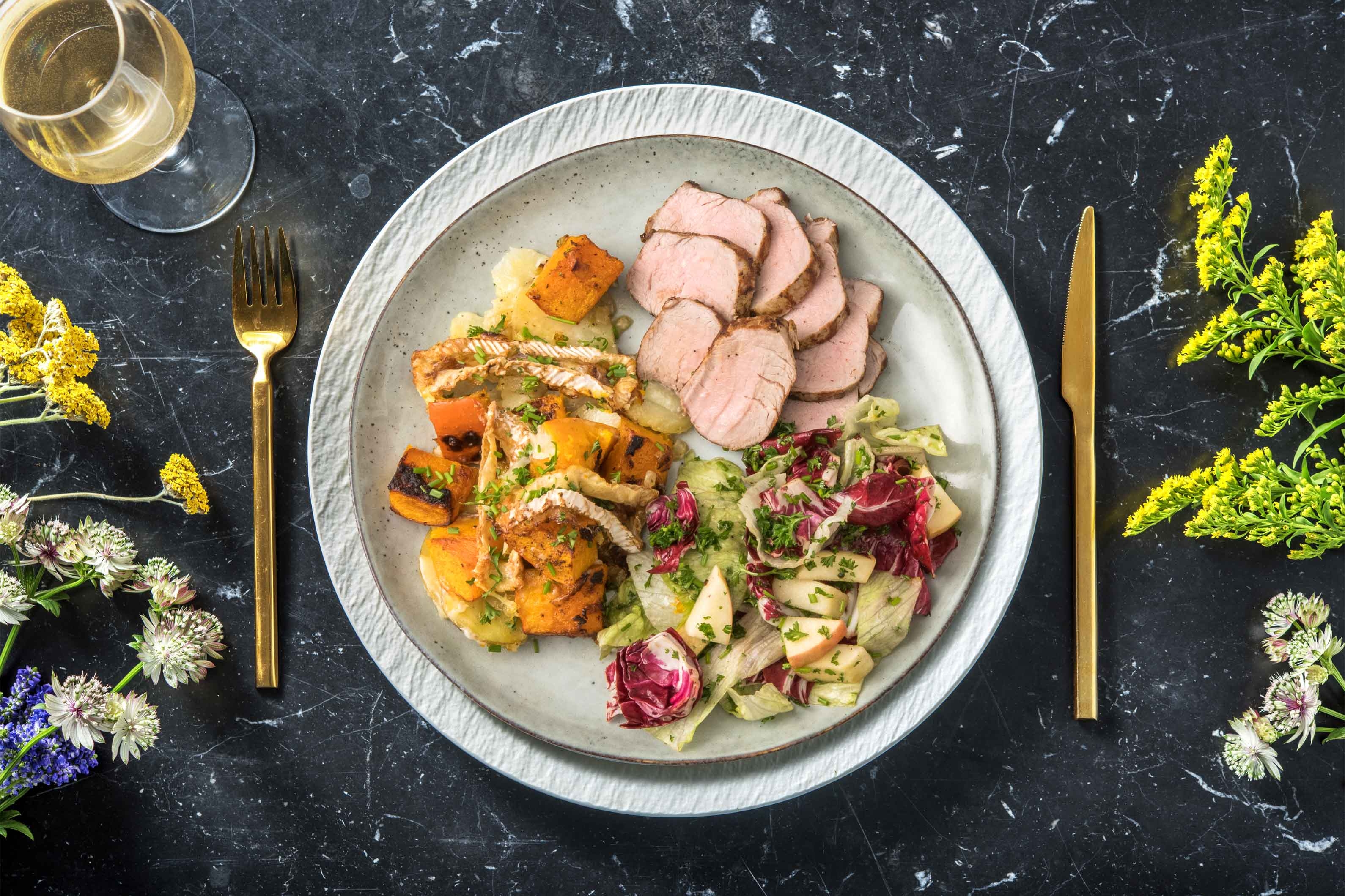 Filet mignon et gratin de courge au camembert