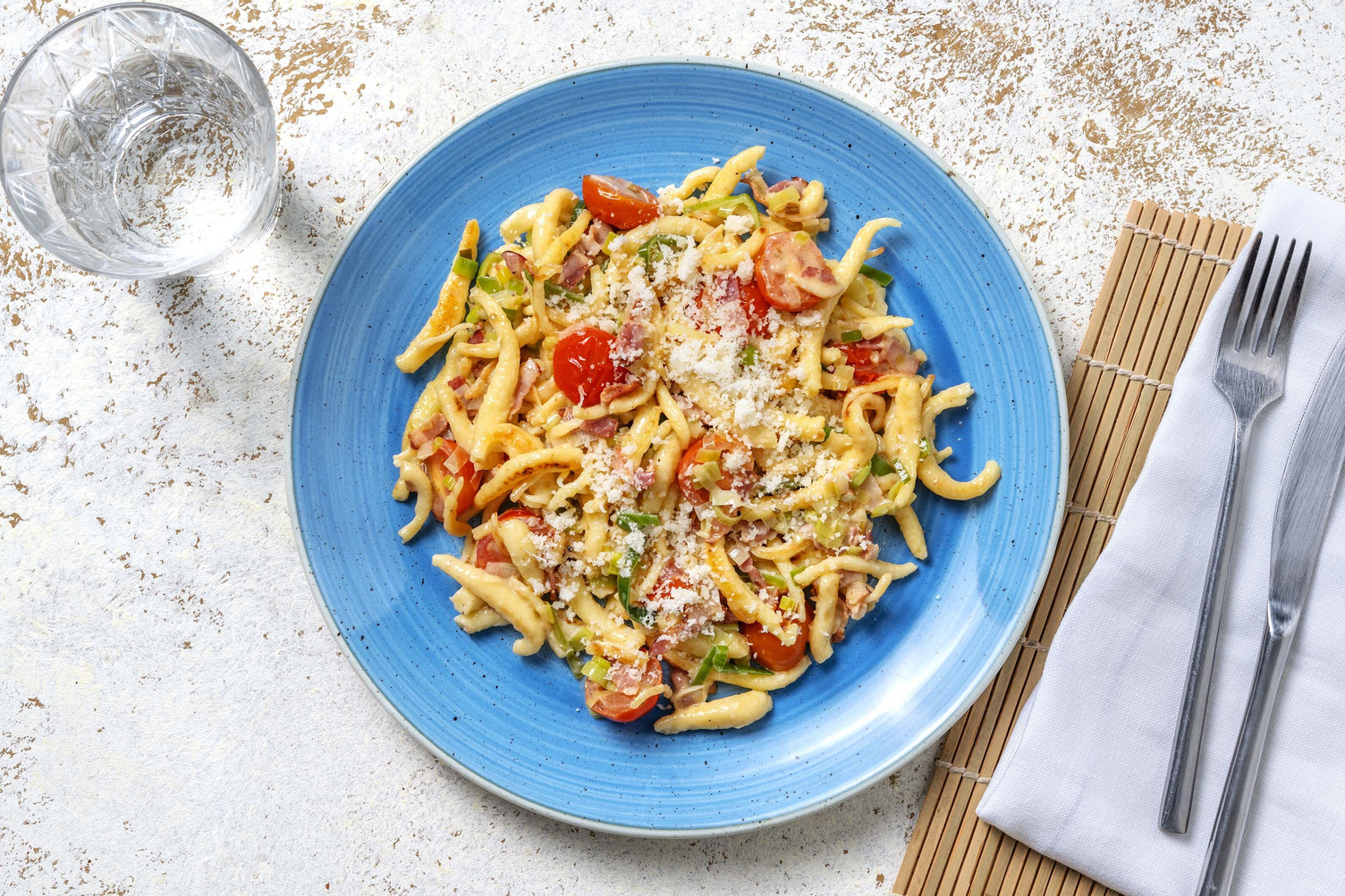 Frische Eierspätzli mit Speck